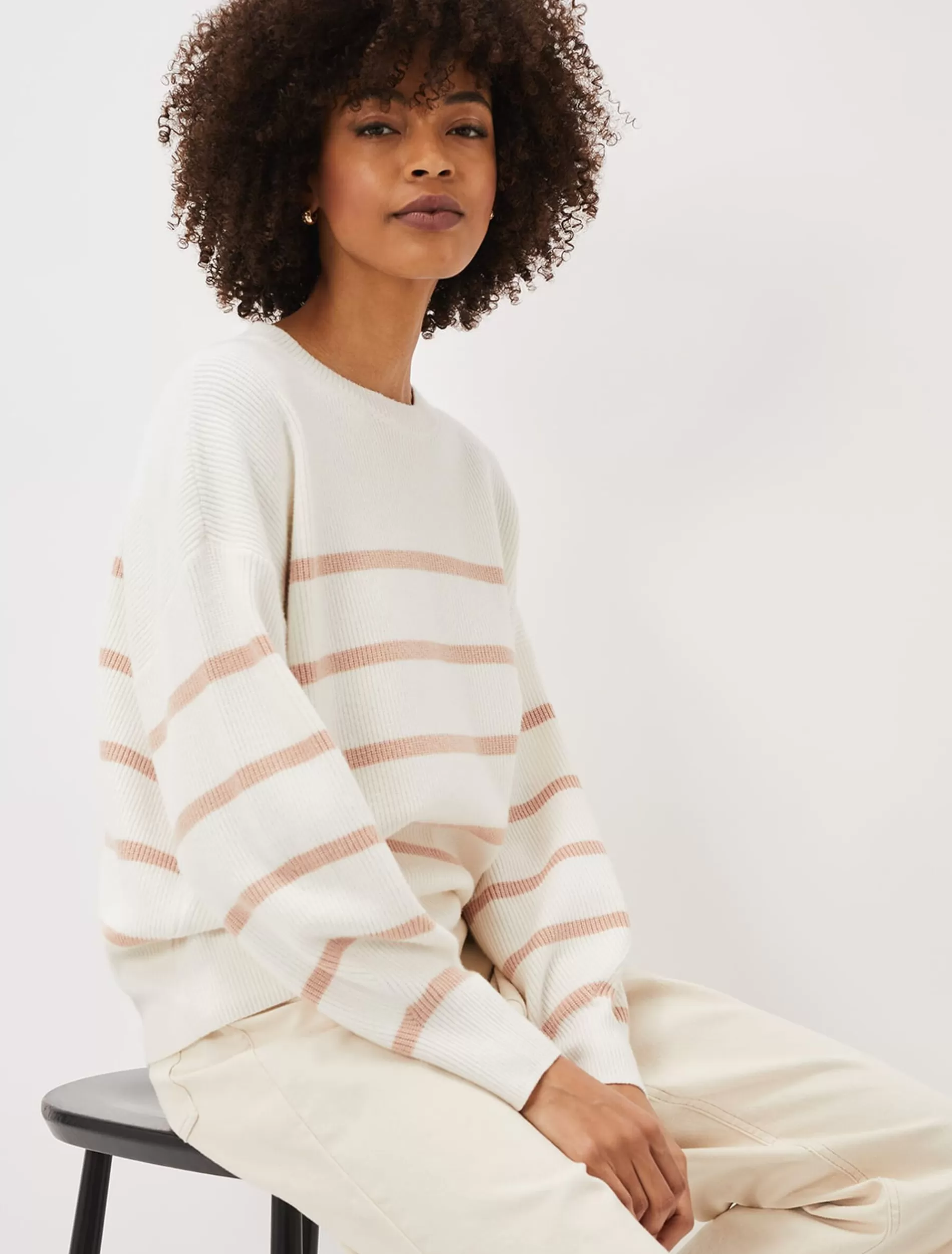 Phase Eight Selina Stripe Knit Jumper Pink/Ivory Discount