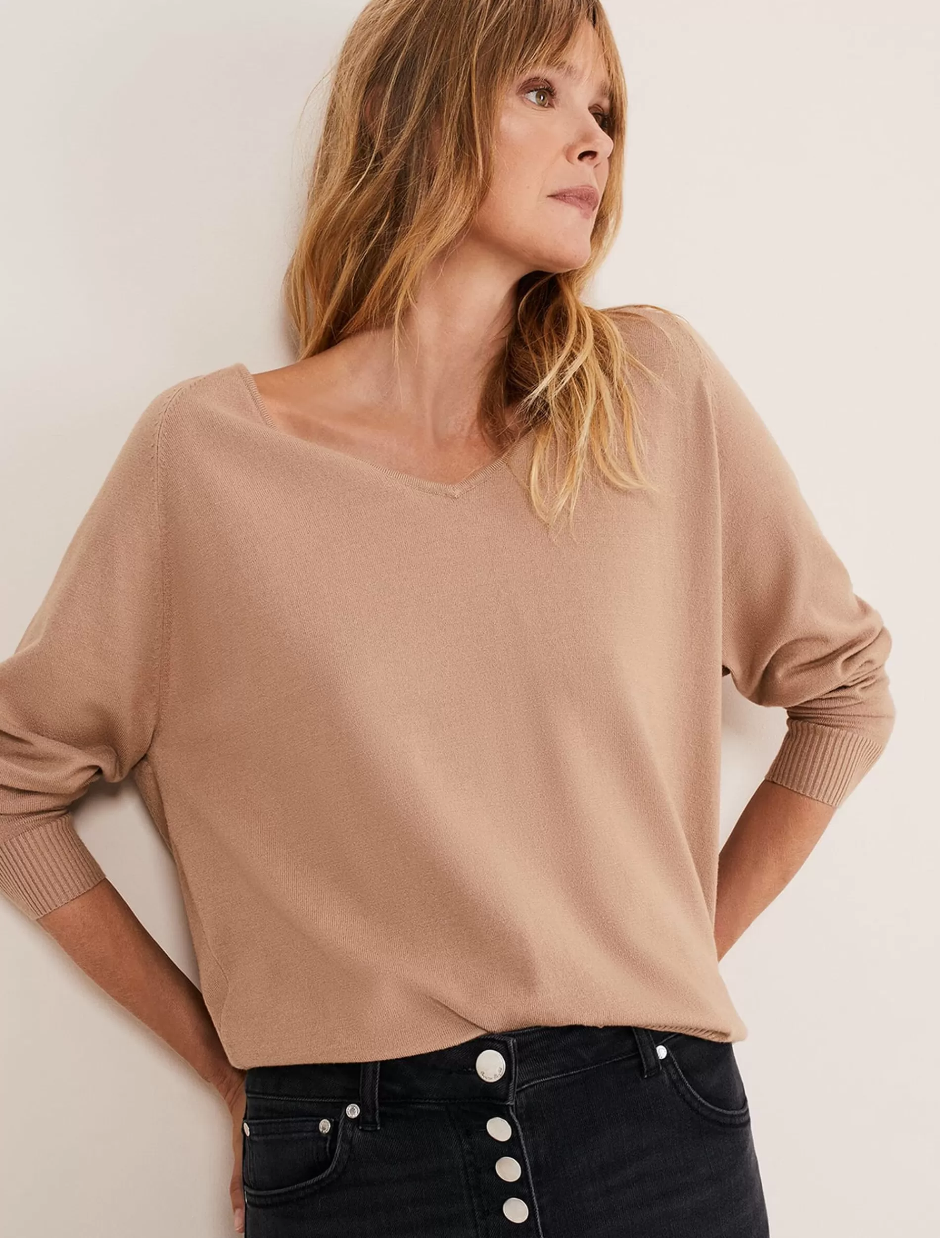 Phase Eight Senita Fine Knit Jumper Camel Outlet