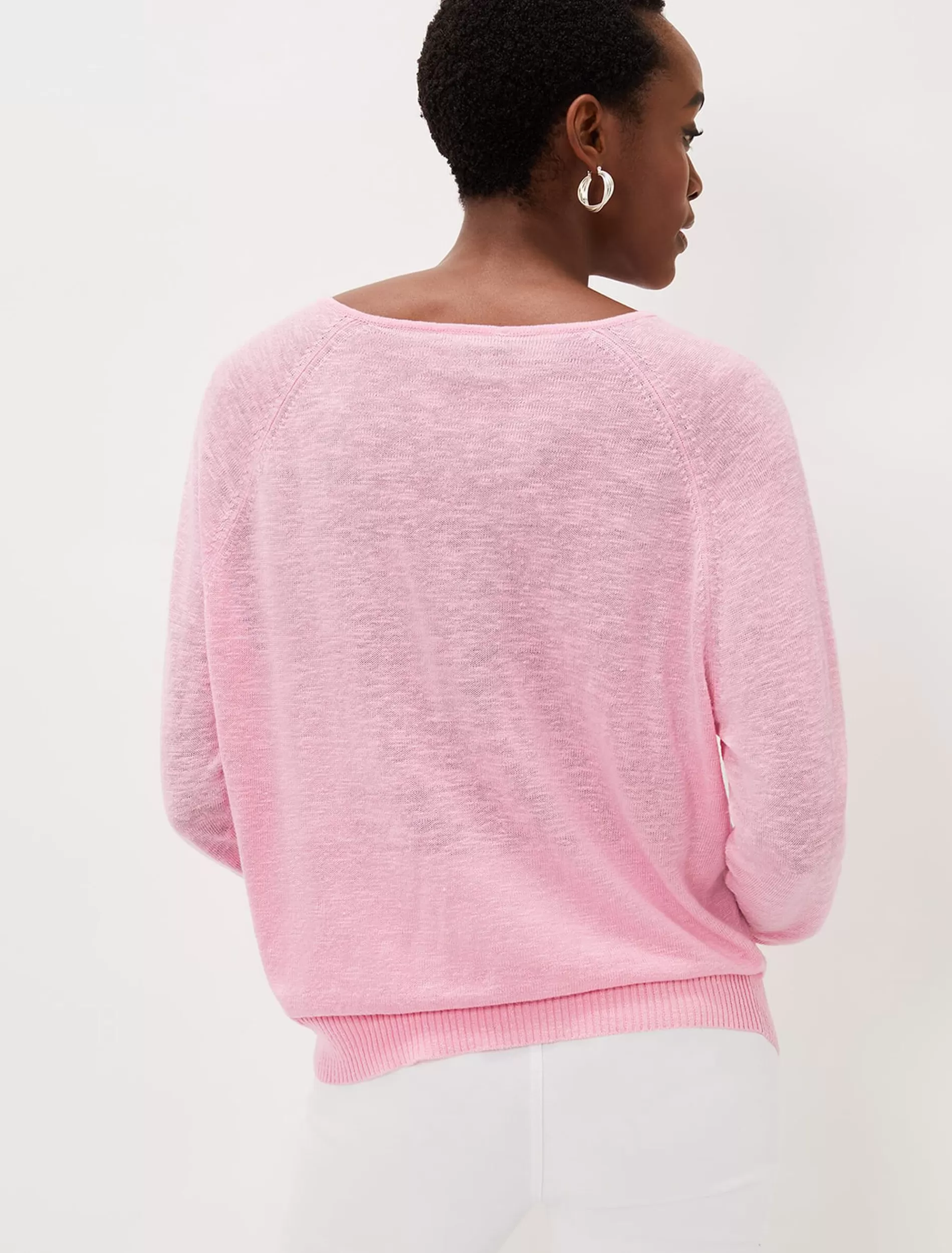 Phase Eight Senita Linen V-Neck Jumper Pink Shop