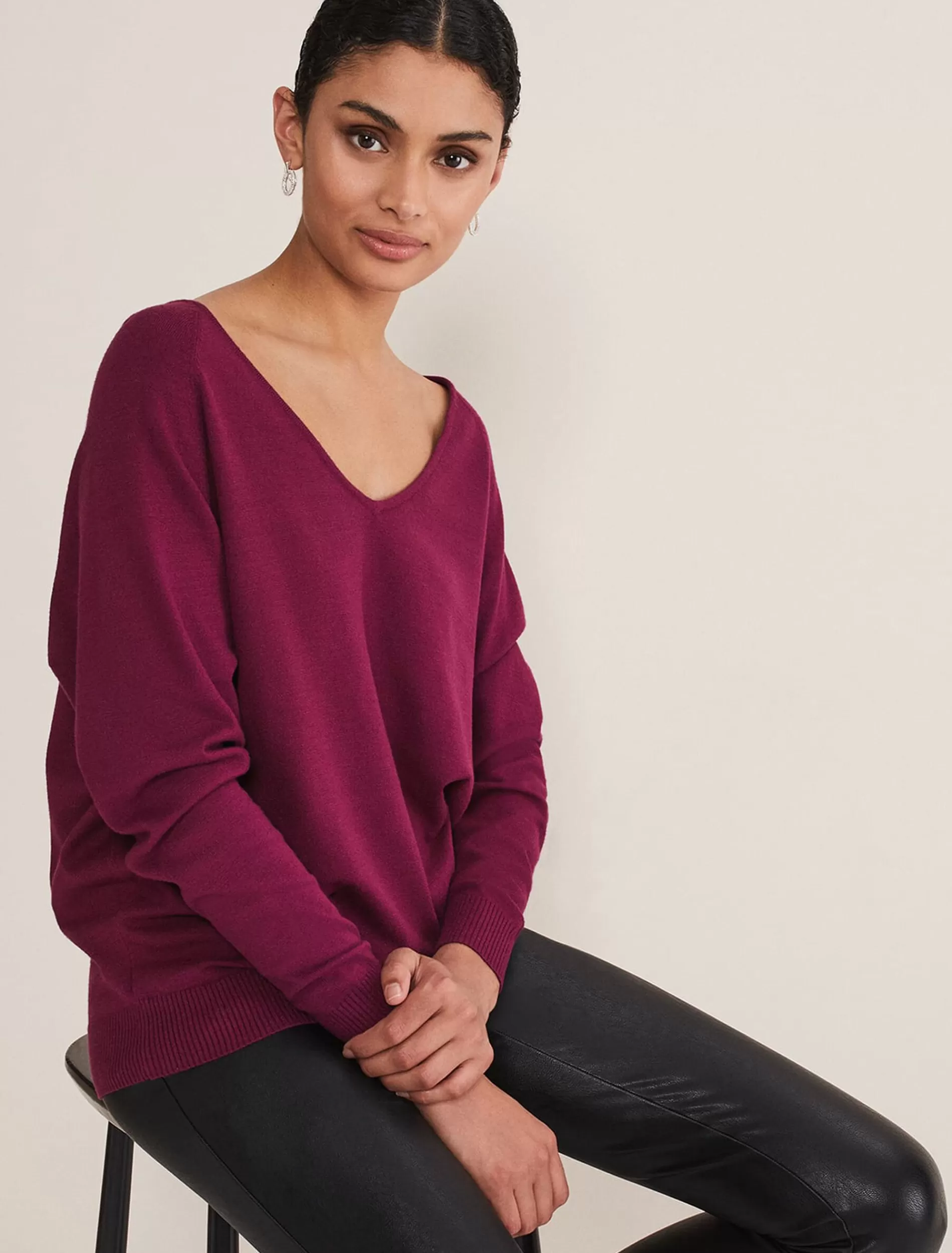 Phase Eight Senita V Neck Knit Jumper Purple Best Sale