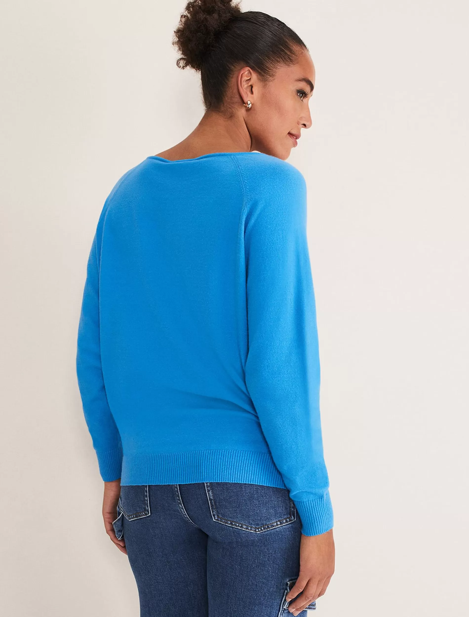 Phase Eight Senita V Neck Knit Jumper Pop Blue Flash Sale