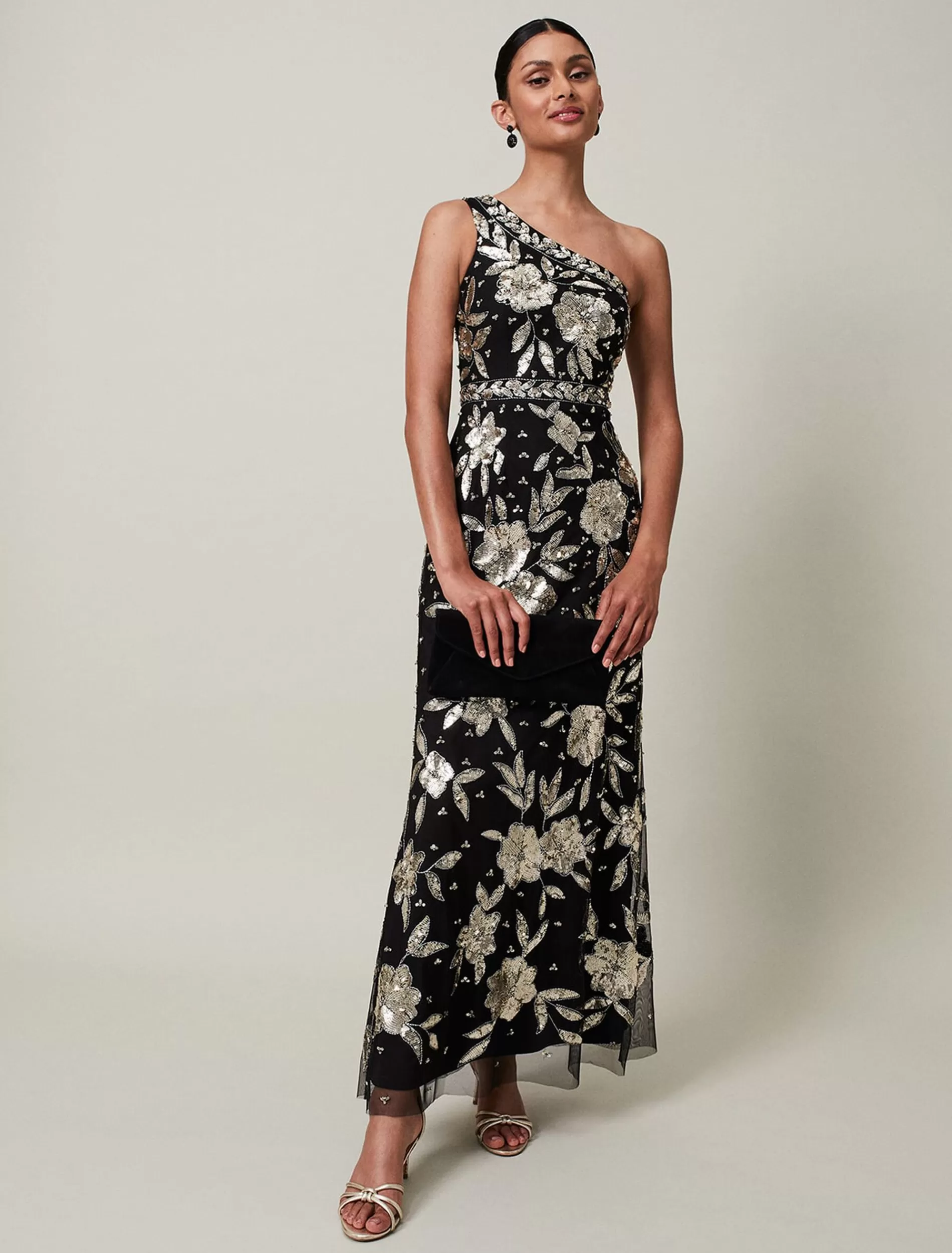 Phase Eight Serafina Embellished Maxi Dress Black/Gold Fashion