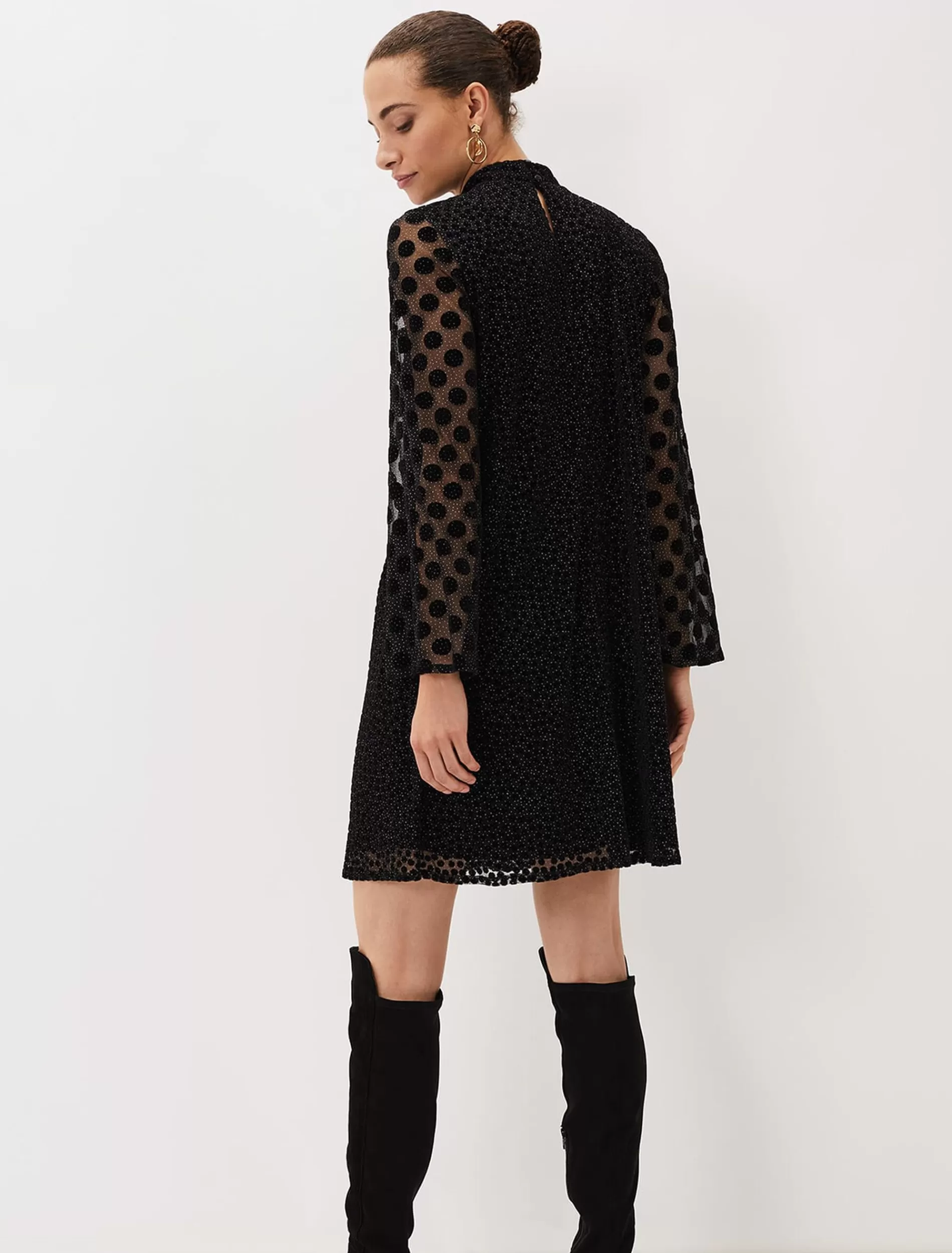 Phase Eight Sevina Spot Tunic Dress Black Sale