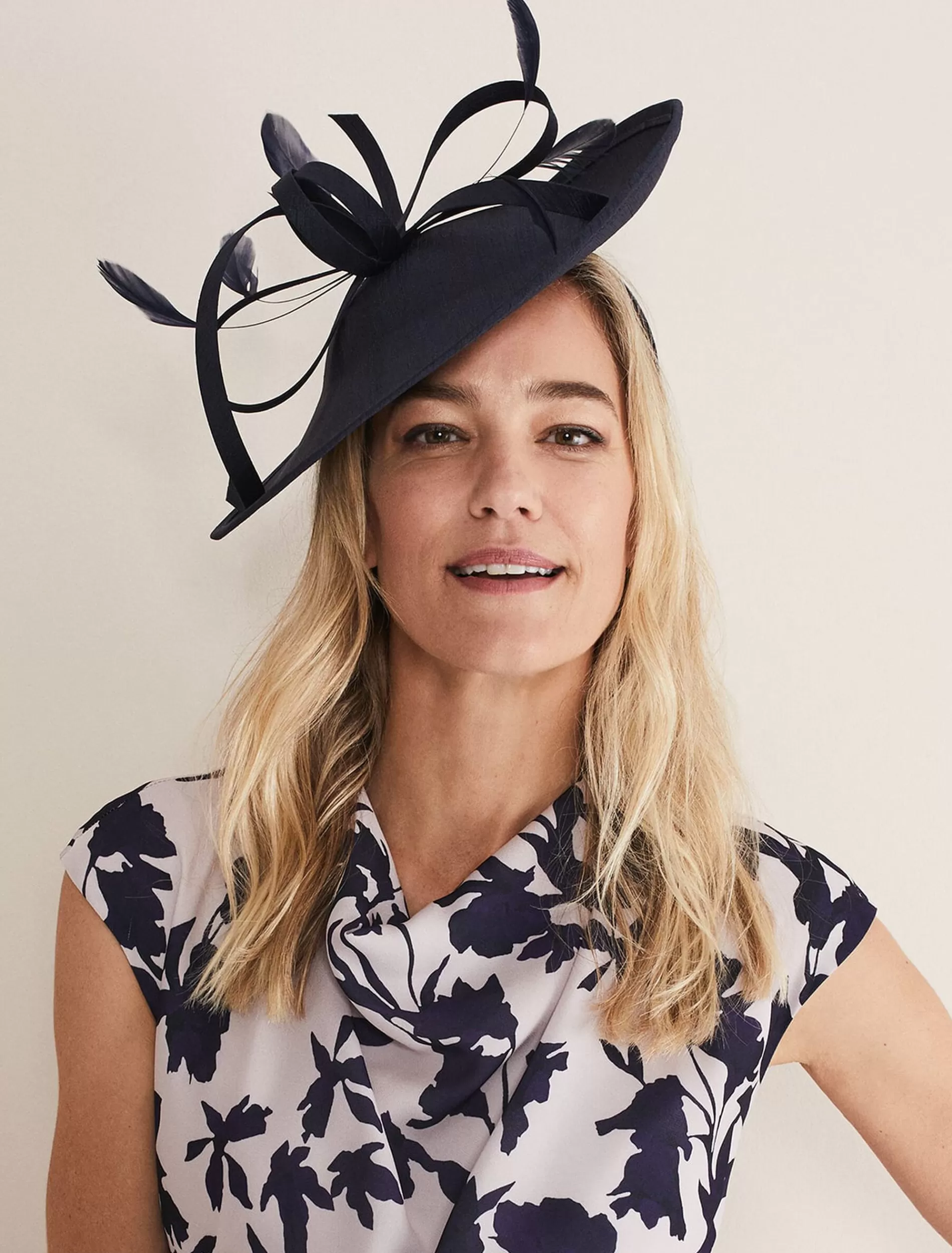 Phase Eight Shantung Oval Disc Fascinator Navy Sale