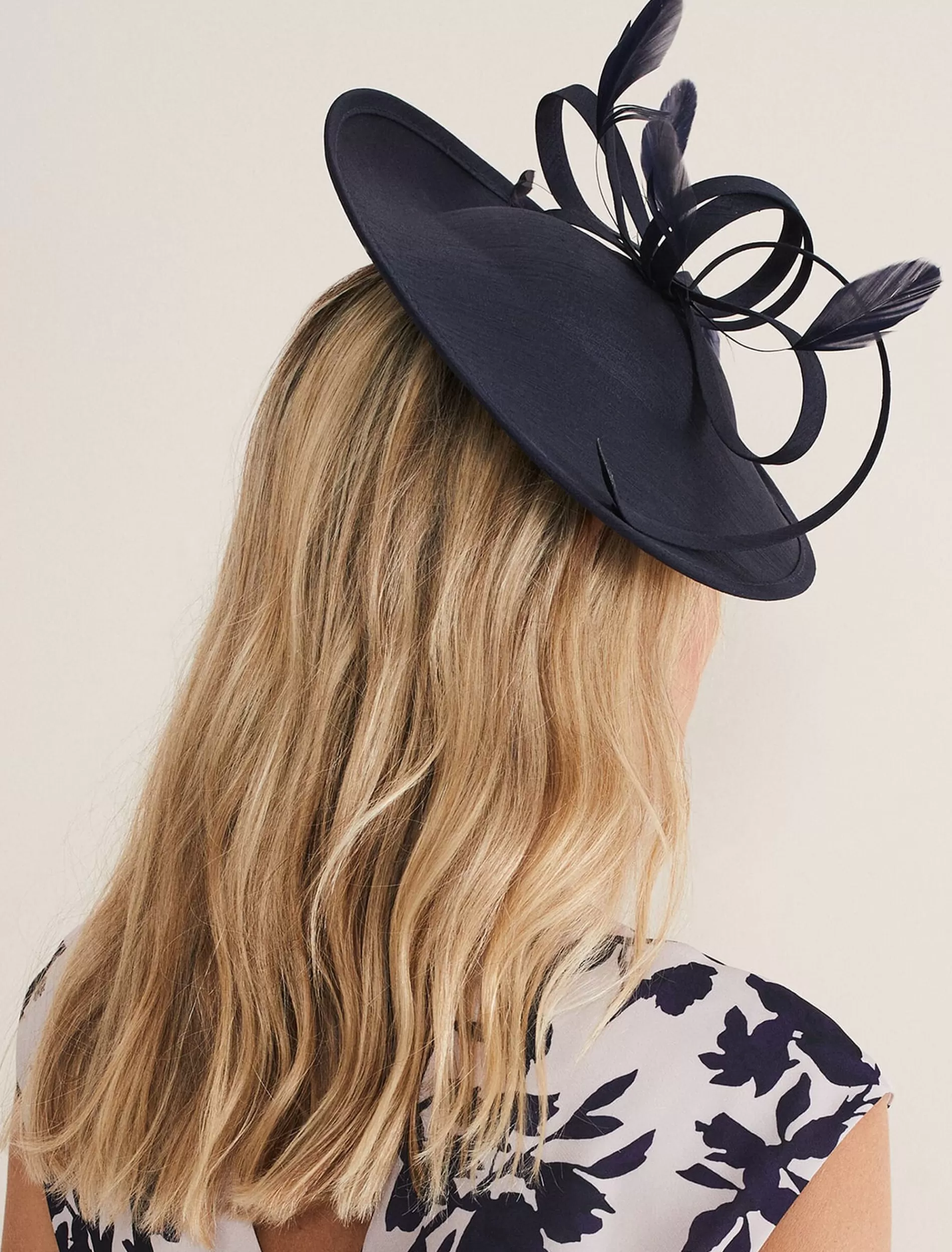 Phase Eight Shantung Oval Disc Fascinator Navy Sale