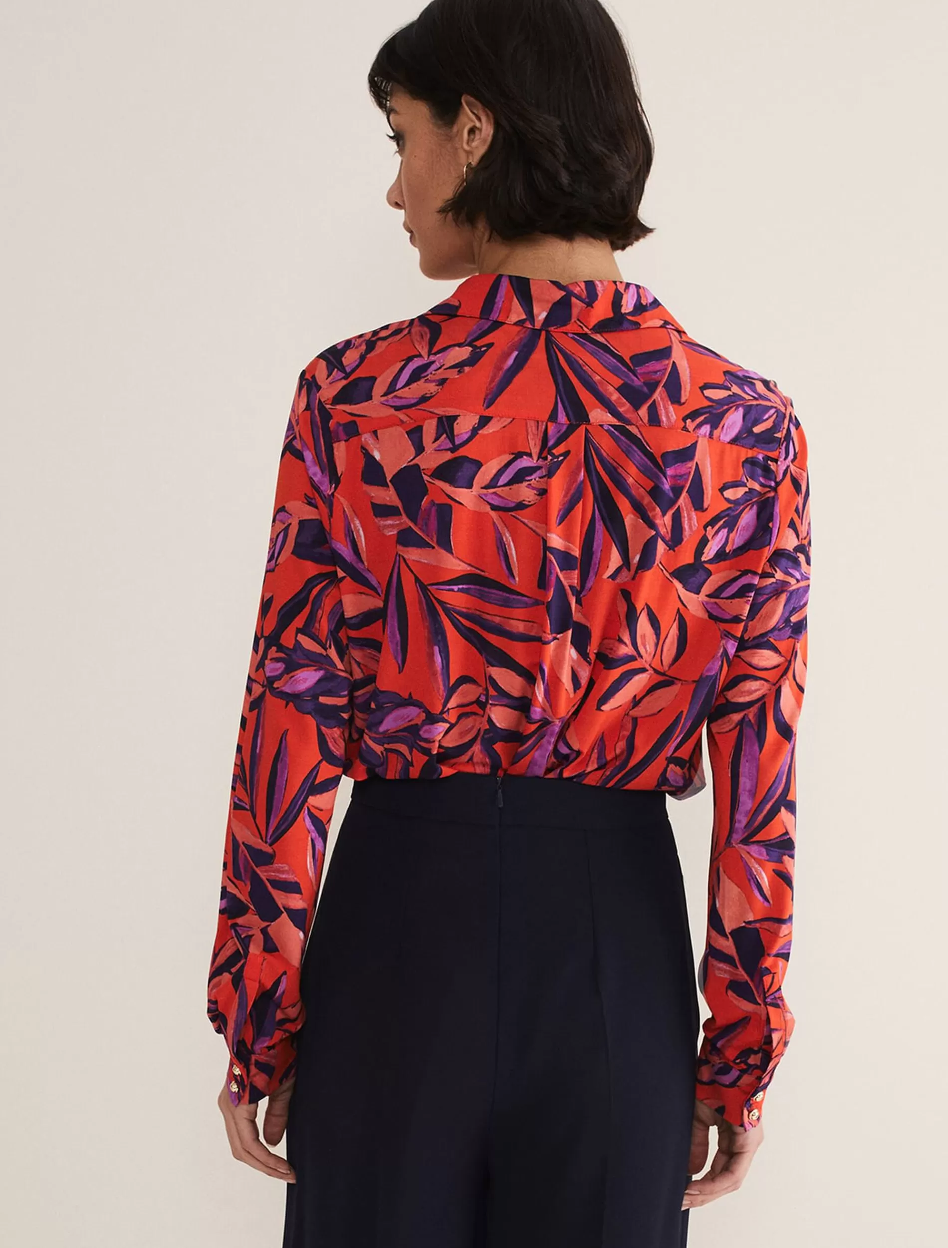 Phase Eight Shareen Leaf Print Shirt Red Store