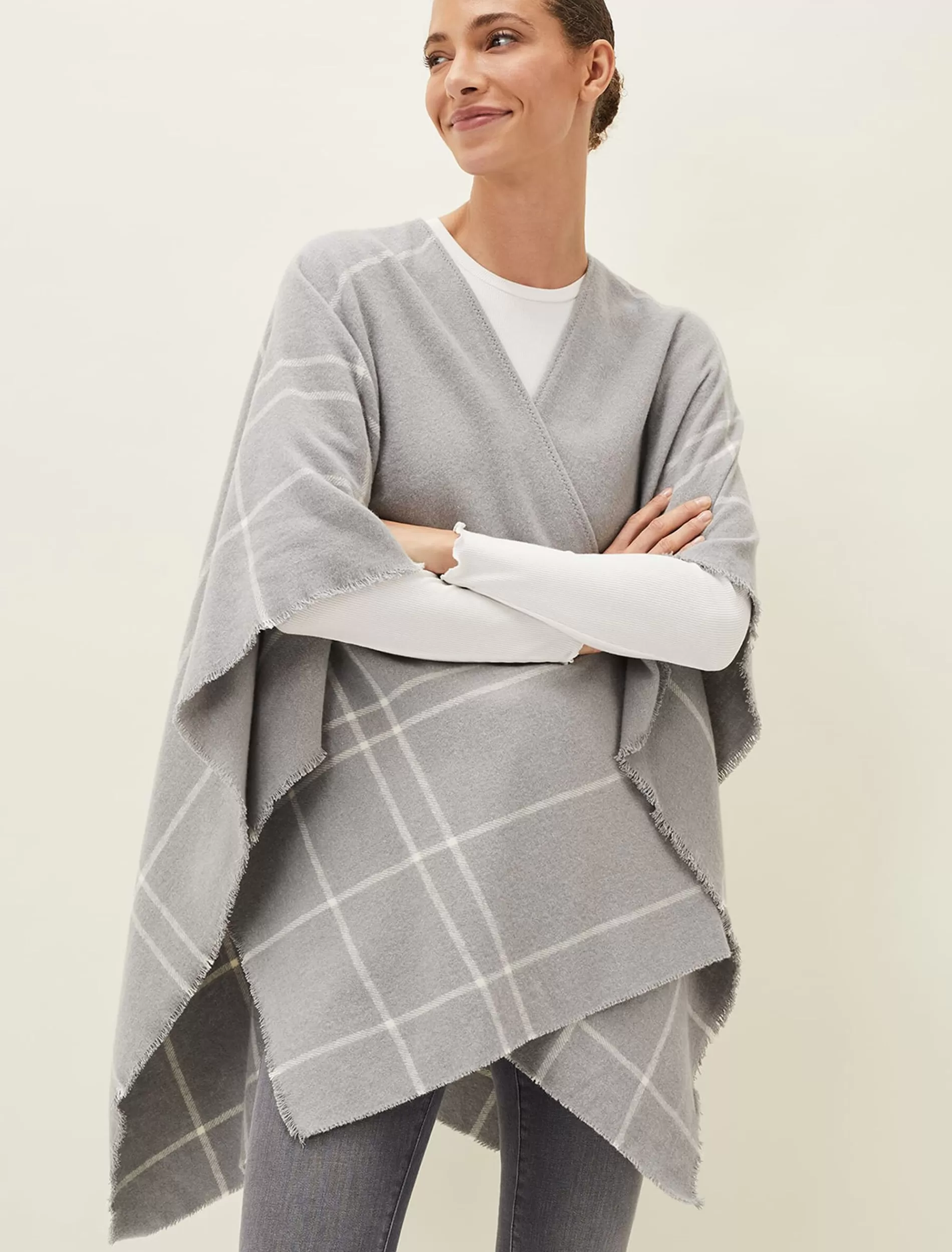 Phase Eight Shauna Check Cape Grey Fashion