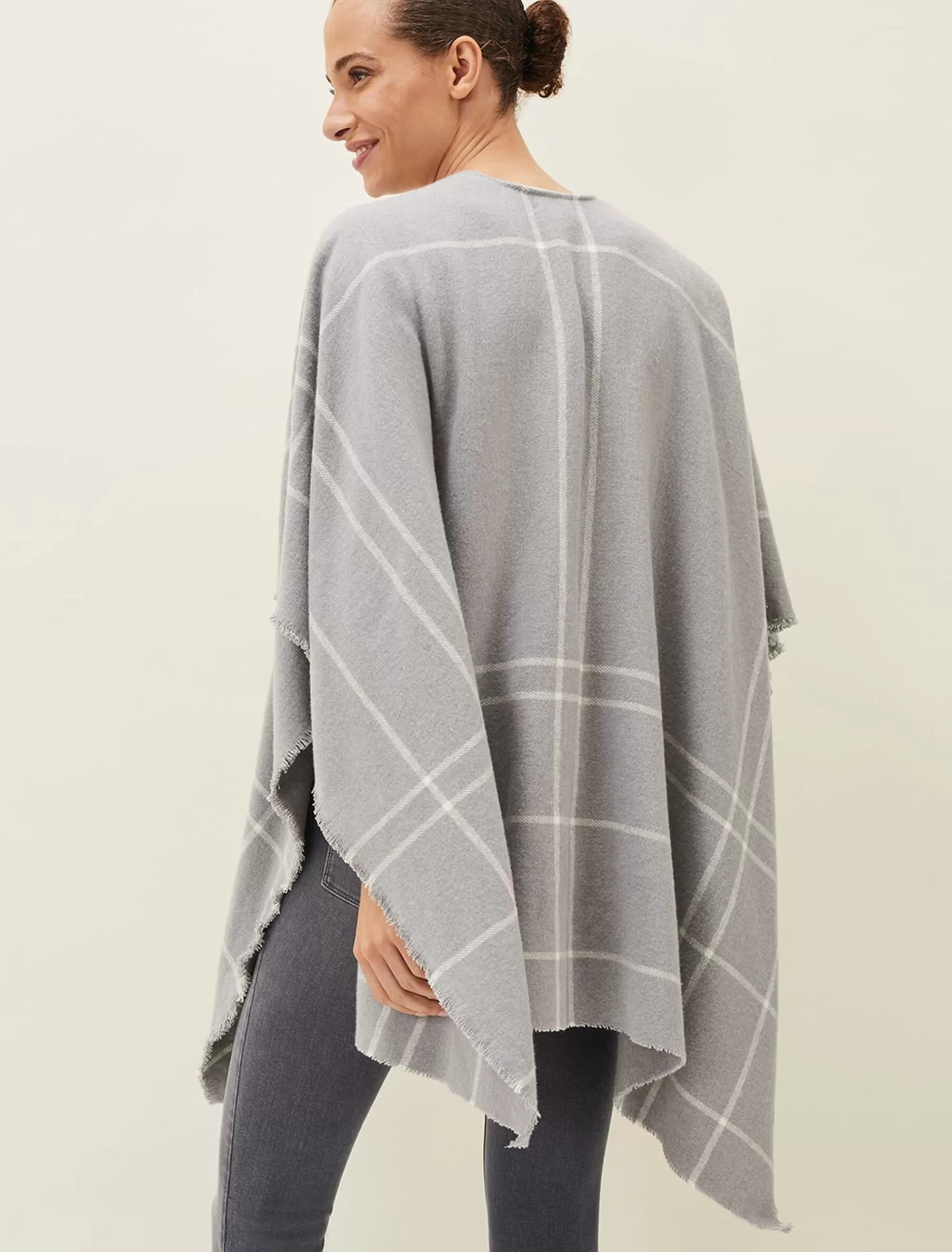 Phase Eight Shauna Check Cape Grey Fashion