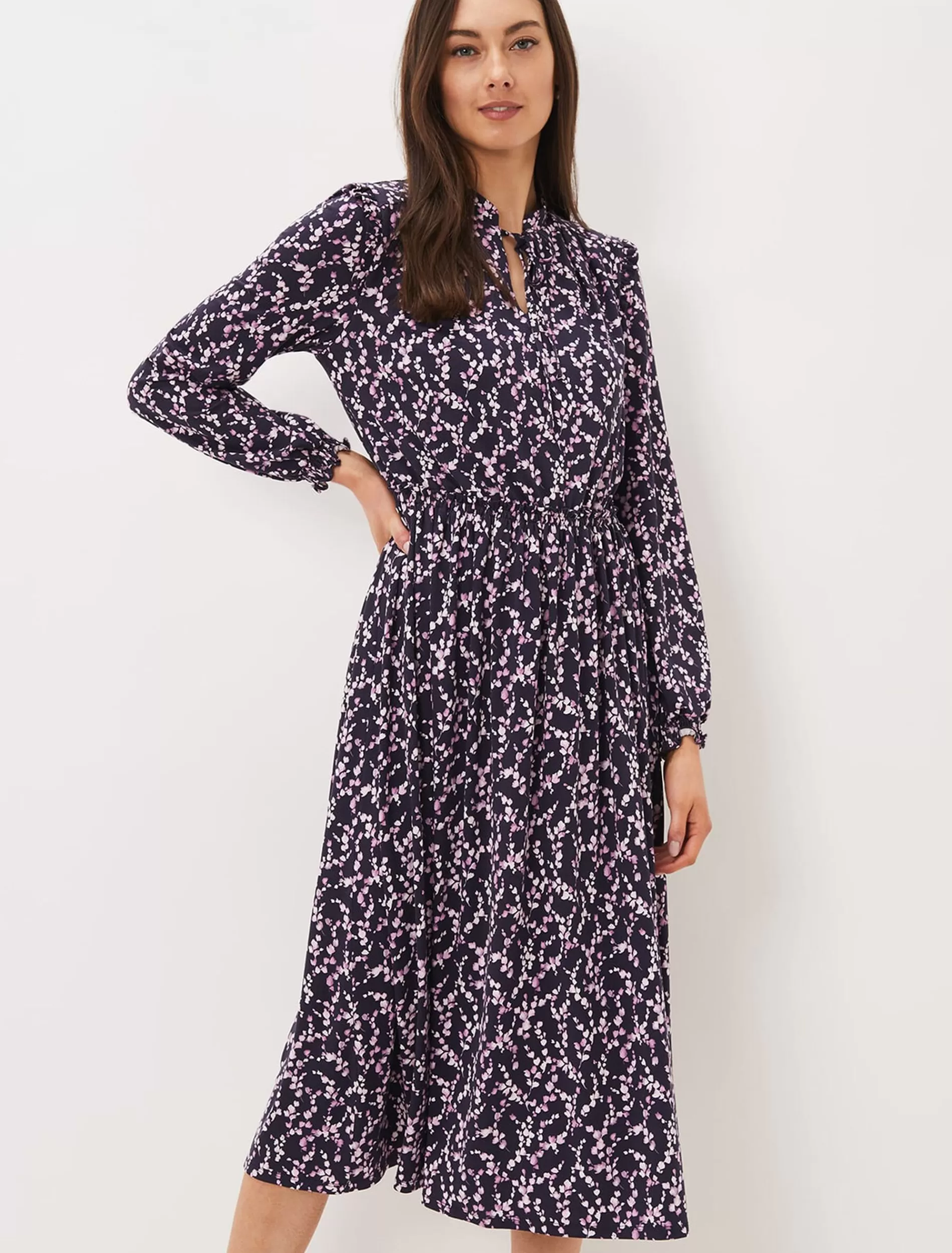 Phase Eight Shay Floral Midi Dress Purple/Pink Flash Sale