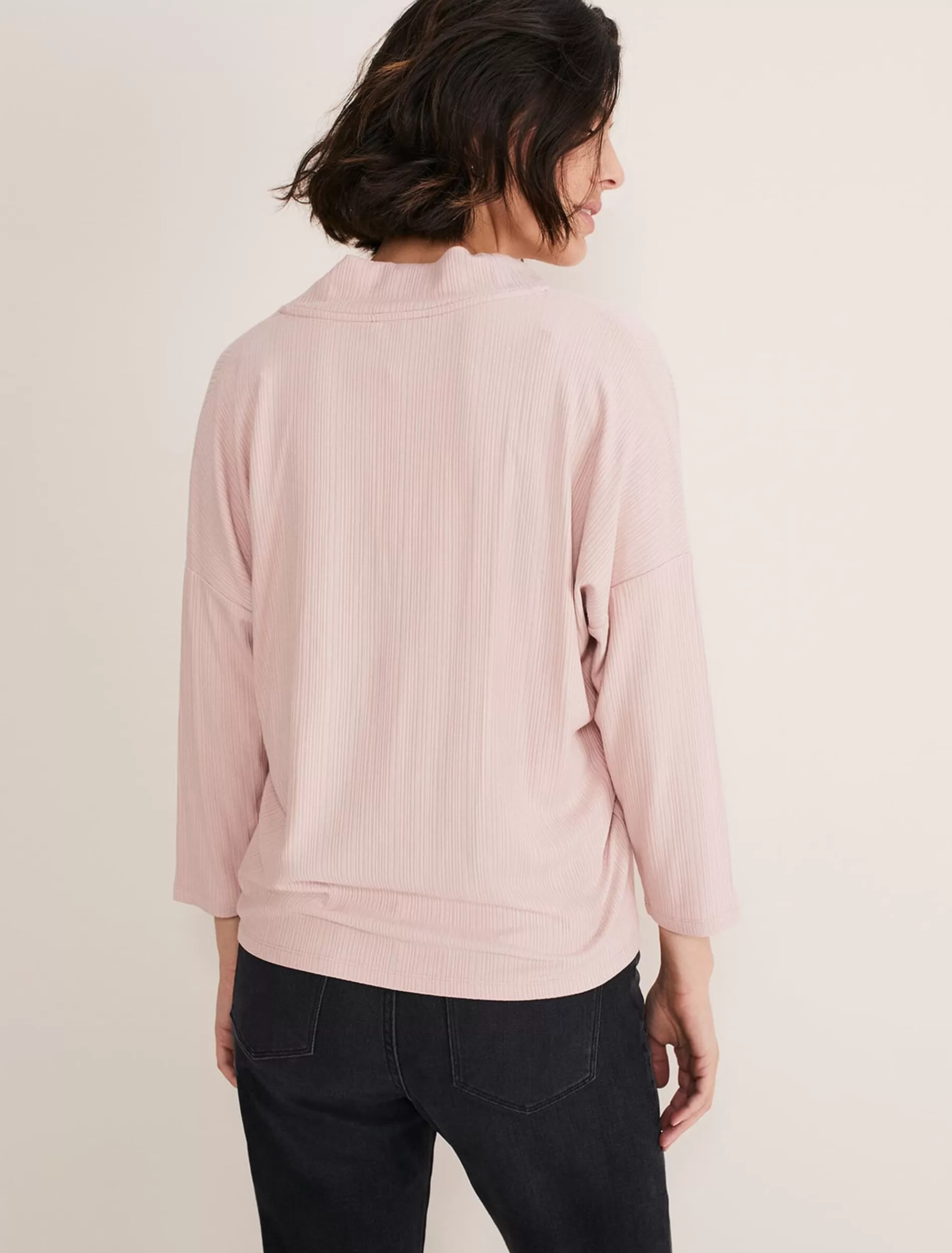 Phase Eight Shellie Textured V Neck Top Dusty Rose Fashion