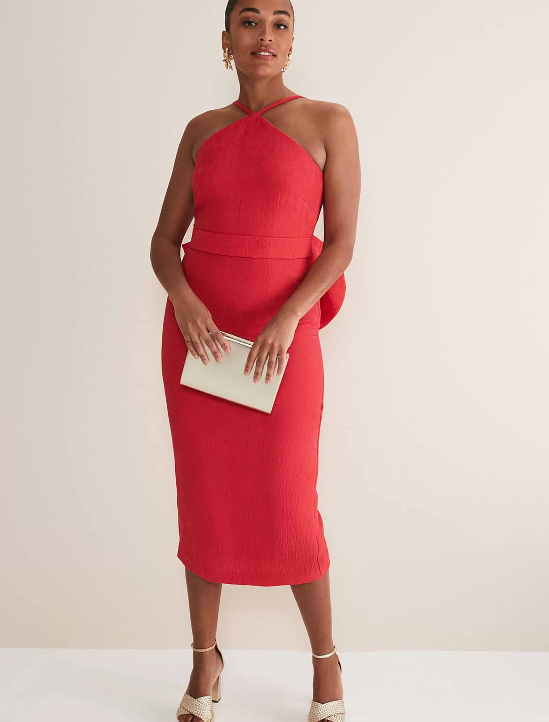 Phase Eight Sherani Bodycon Midi Dress Red Fashion
