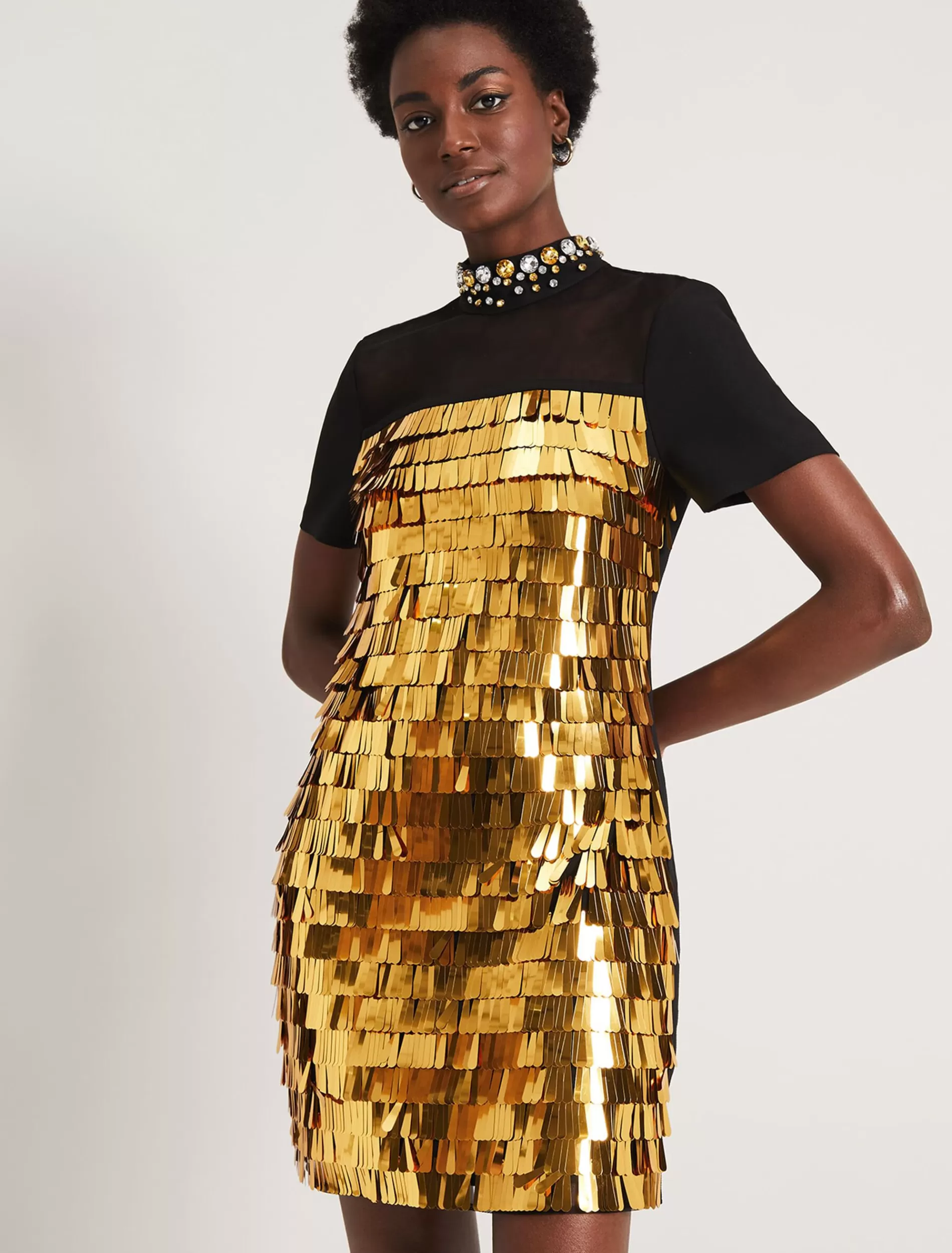 Phase Eight Shula Sequin Dress Gold Shop