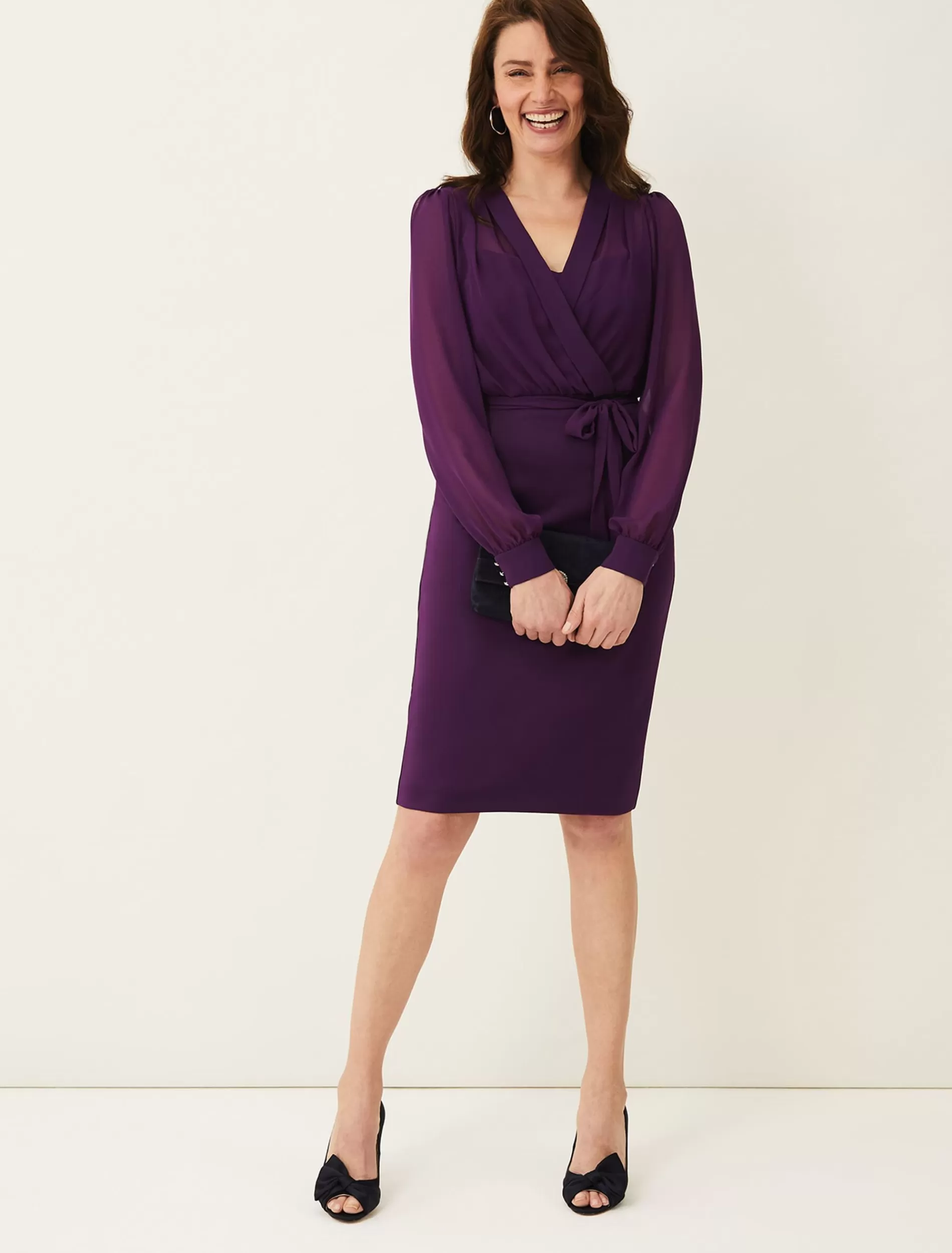 Phase Eight Sian Scuba Dress Violet New
