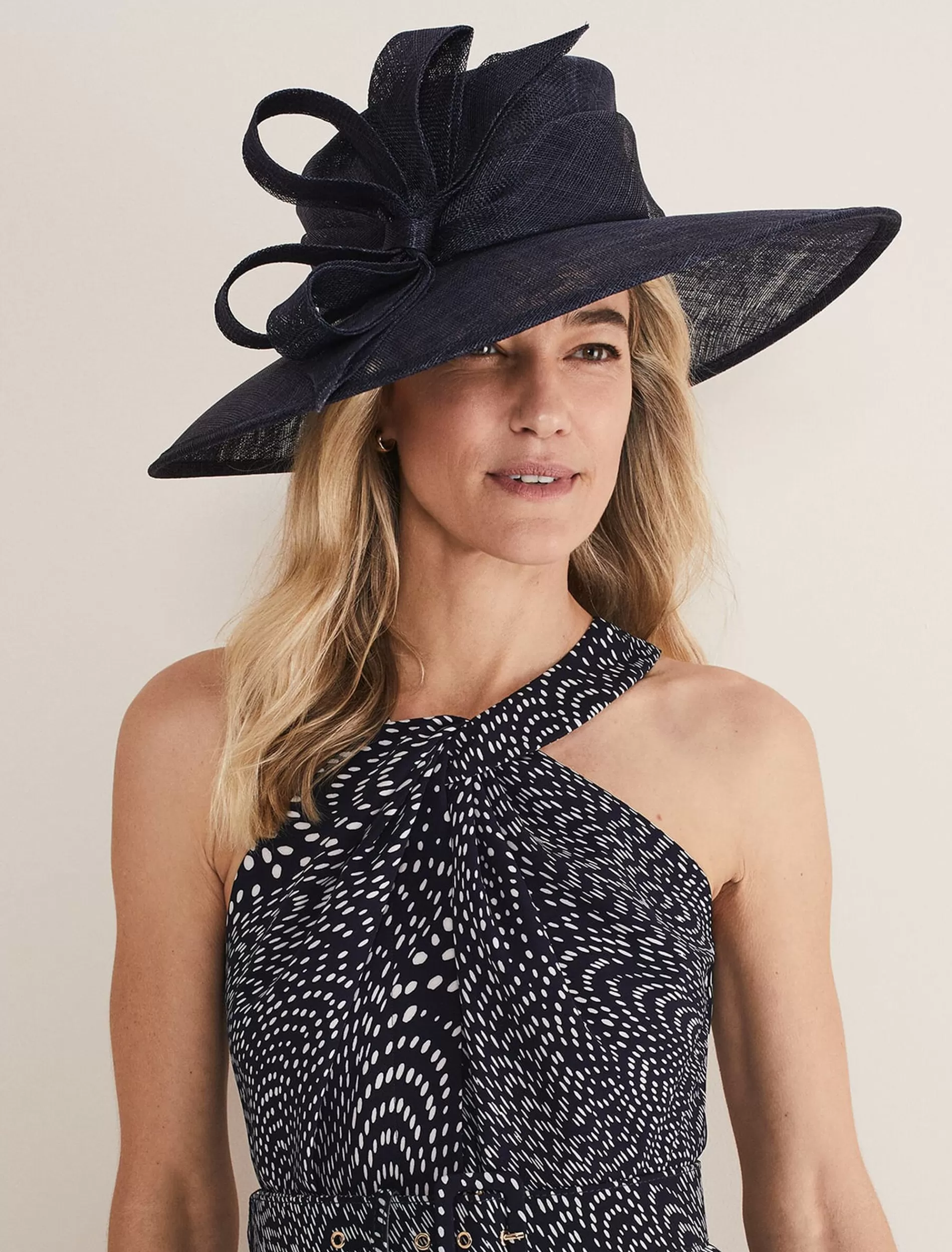 Phase Eight Side Bow Hat Navy Fashion