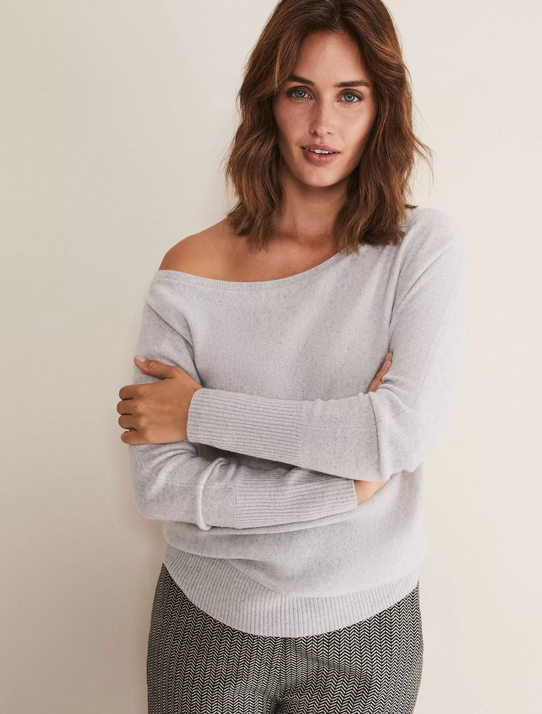 Phase Eight Sienna Wool Cashmere Asymmetric Jumper Mist Grey Best