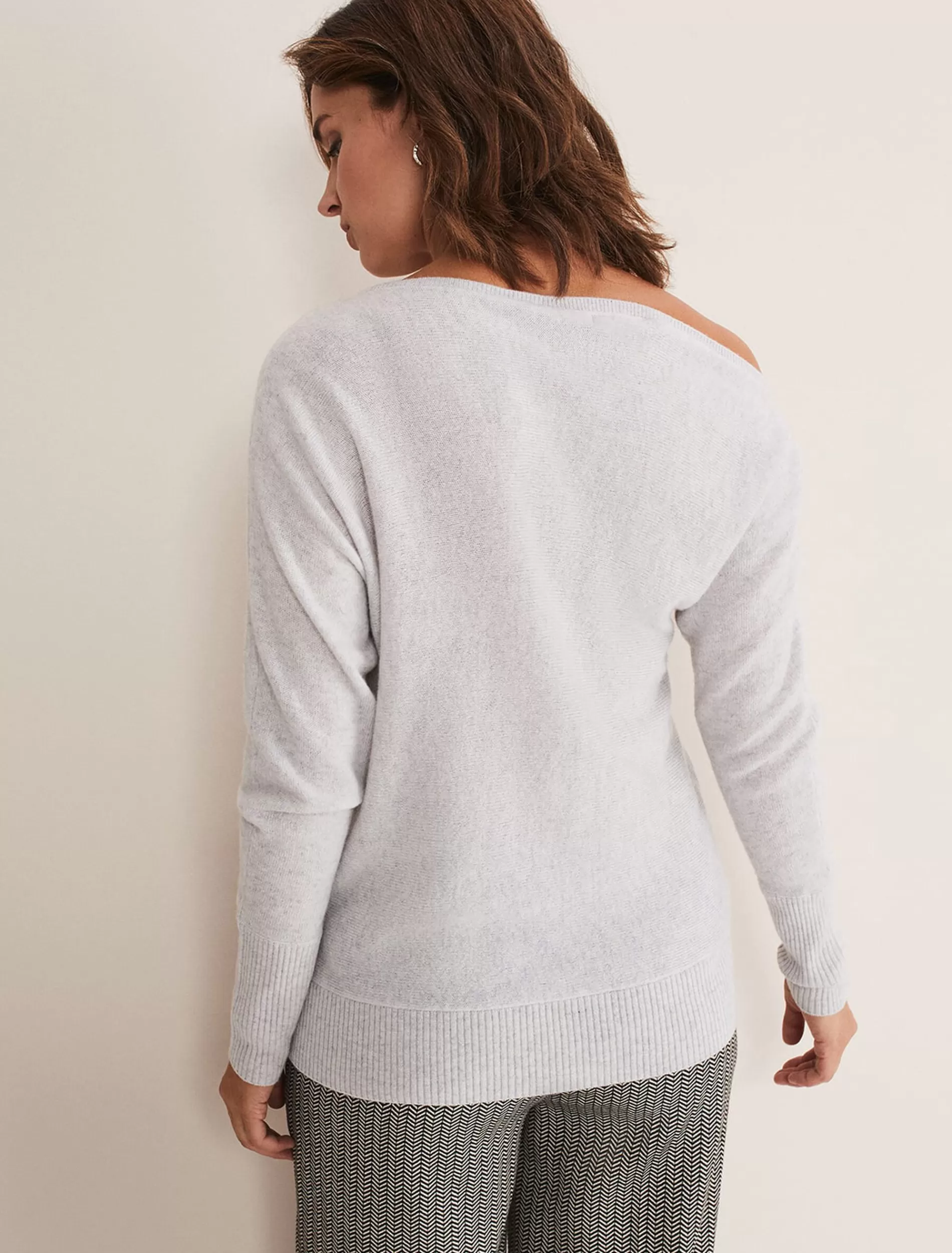 Phase Eight Sienna Wool Cashmere Asymmetric Jumper Mist Grey Best