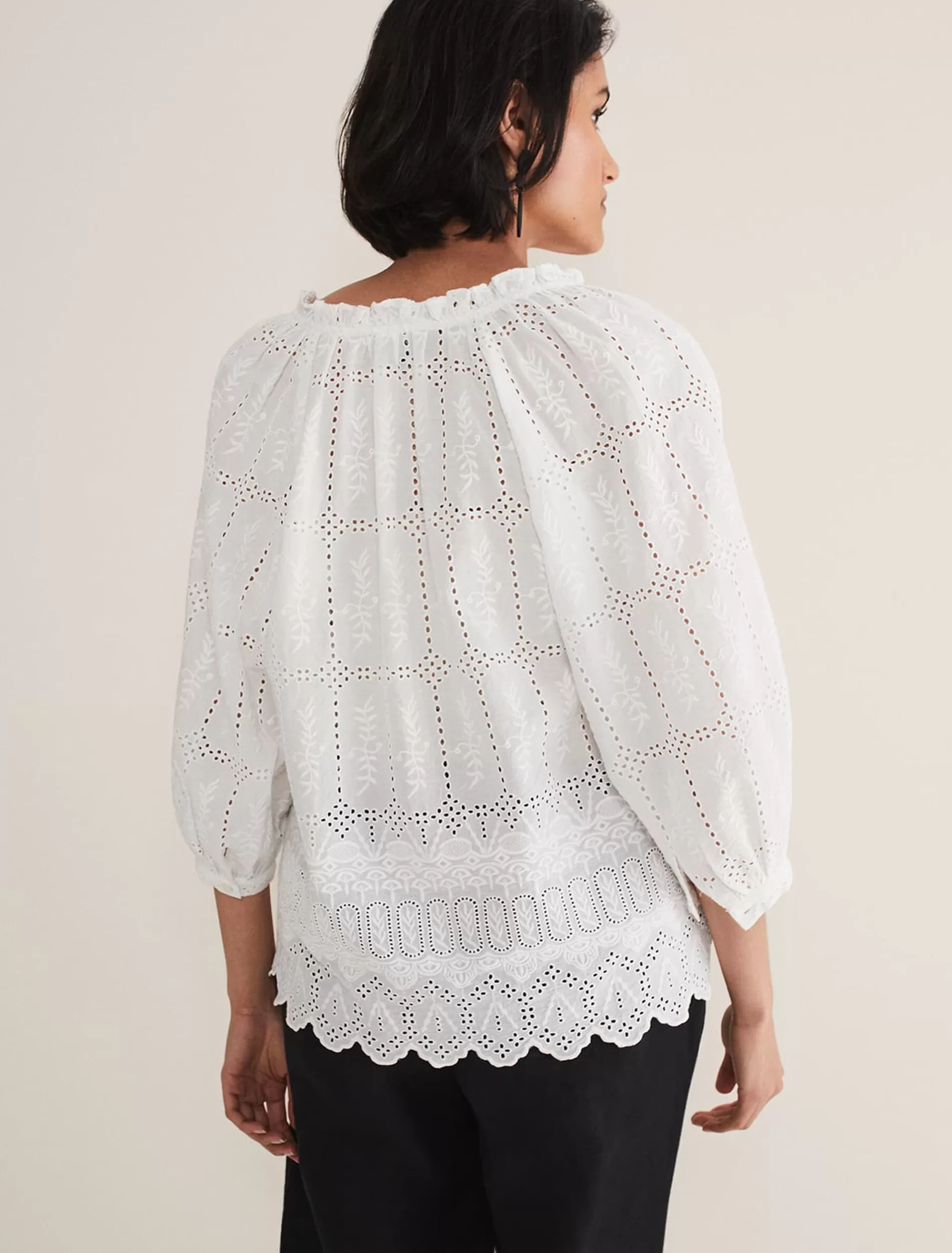 Phase Eight Sierra Broderie Blouse White Discount