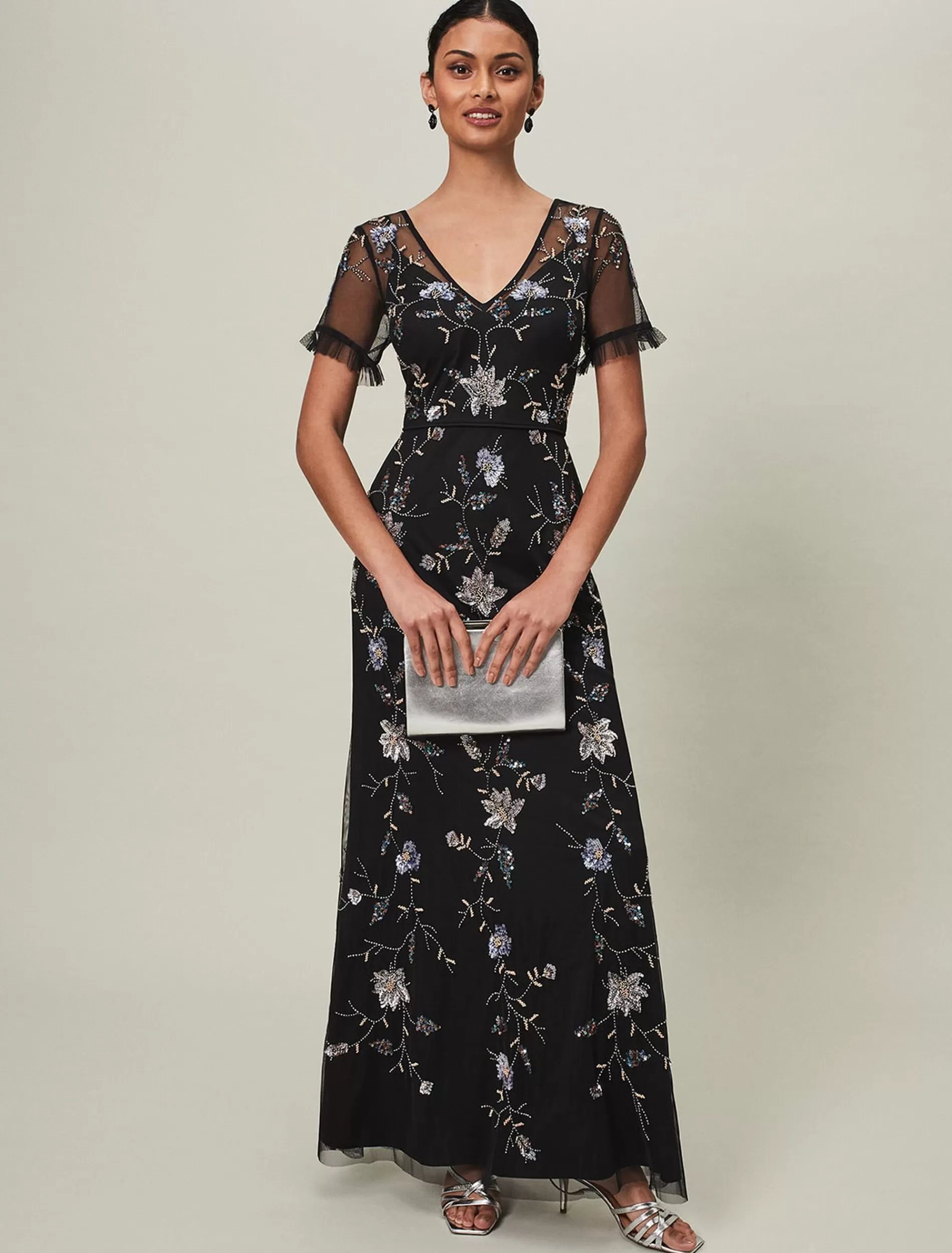 Phase Eight Sierra Sequin Floral Dress Black Cheap