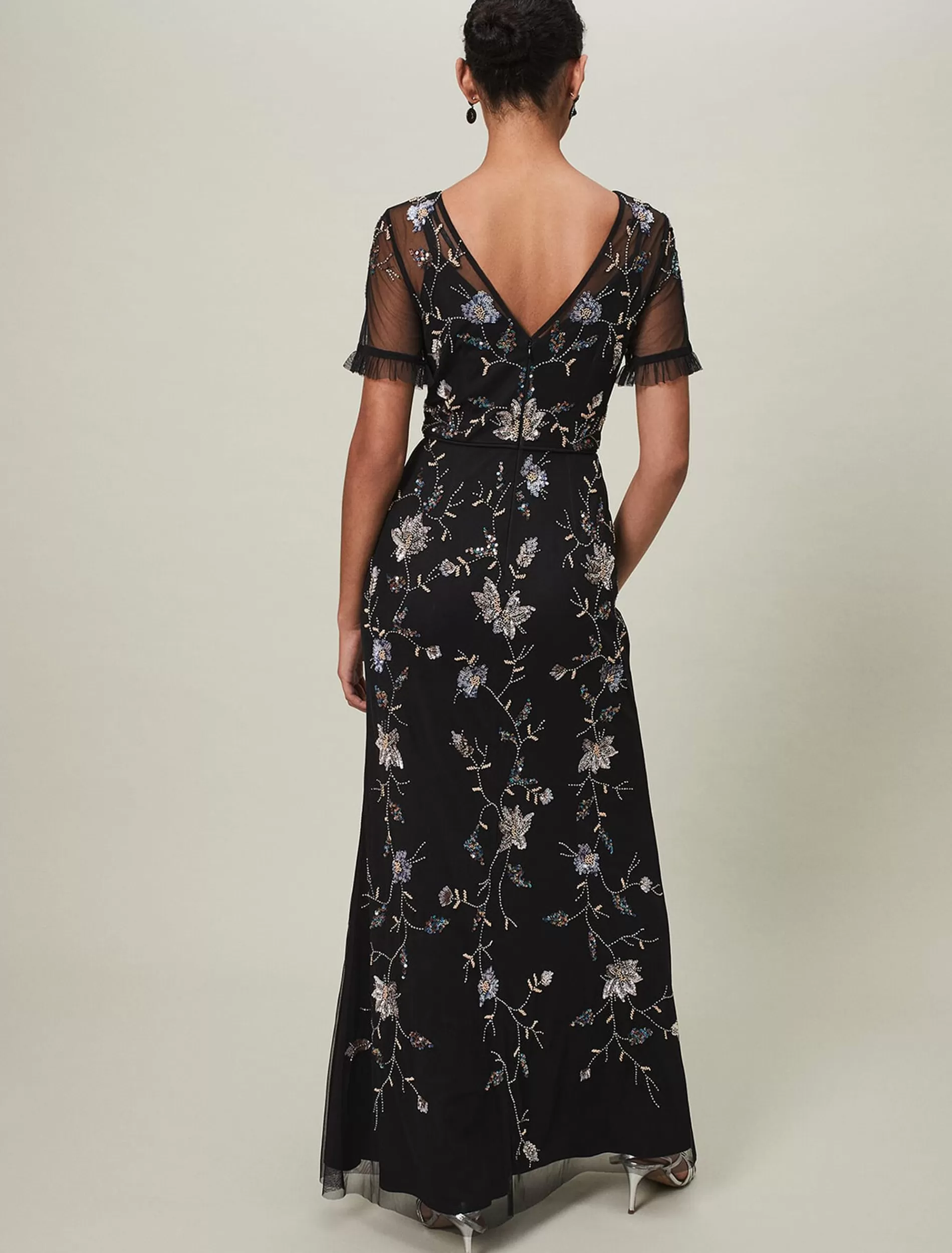 Phase Eight Sierra Sequin Floral Dress Black Cheap