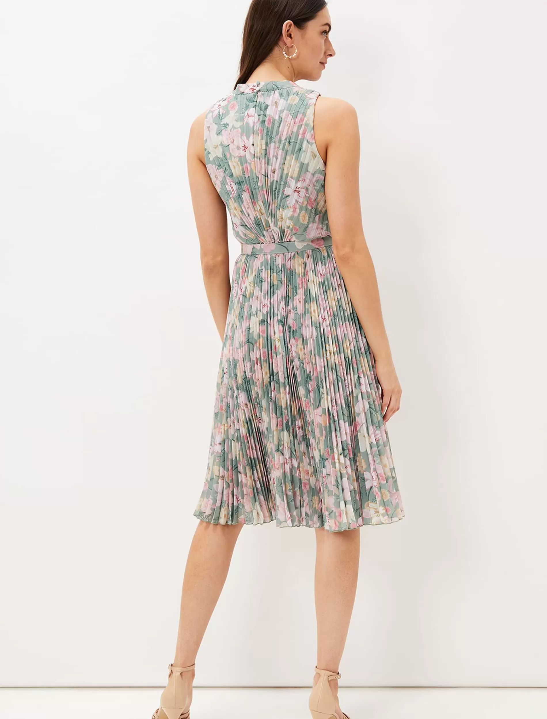Phase Eight Simara Floral Pleated Dress Sage/Multi Discount