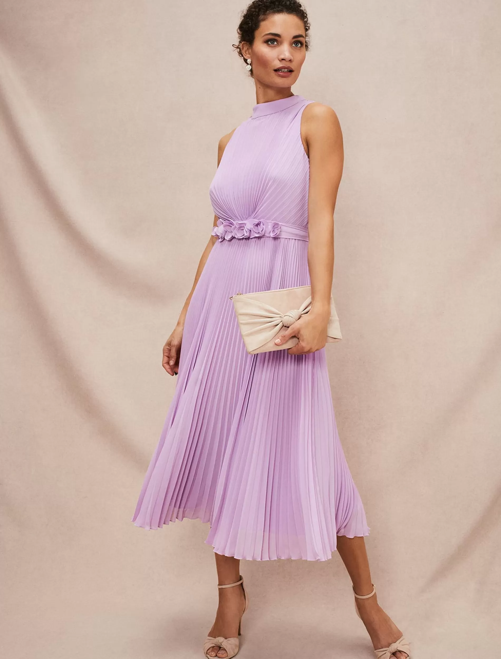 Phase Eight Simara Pleated Midi Dress Crocus Outlet
