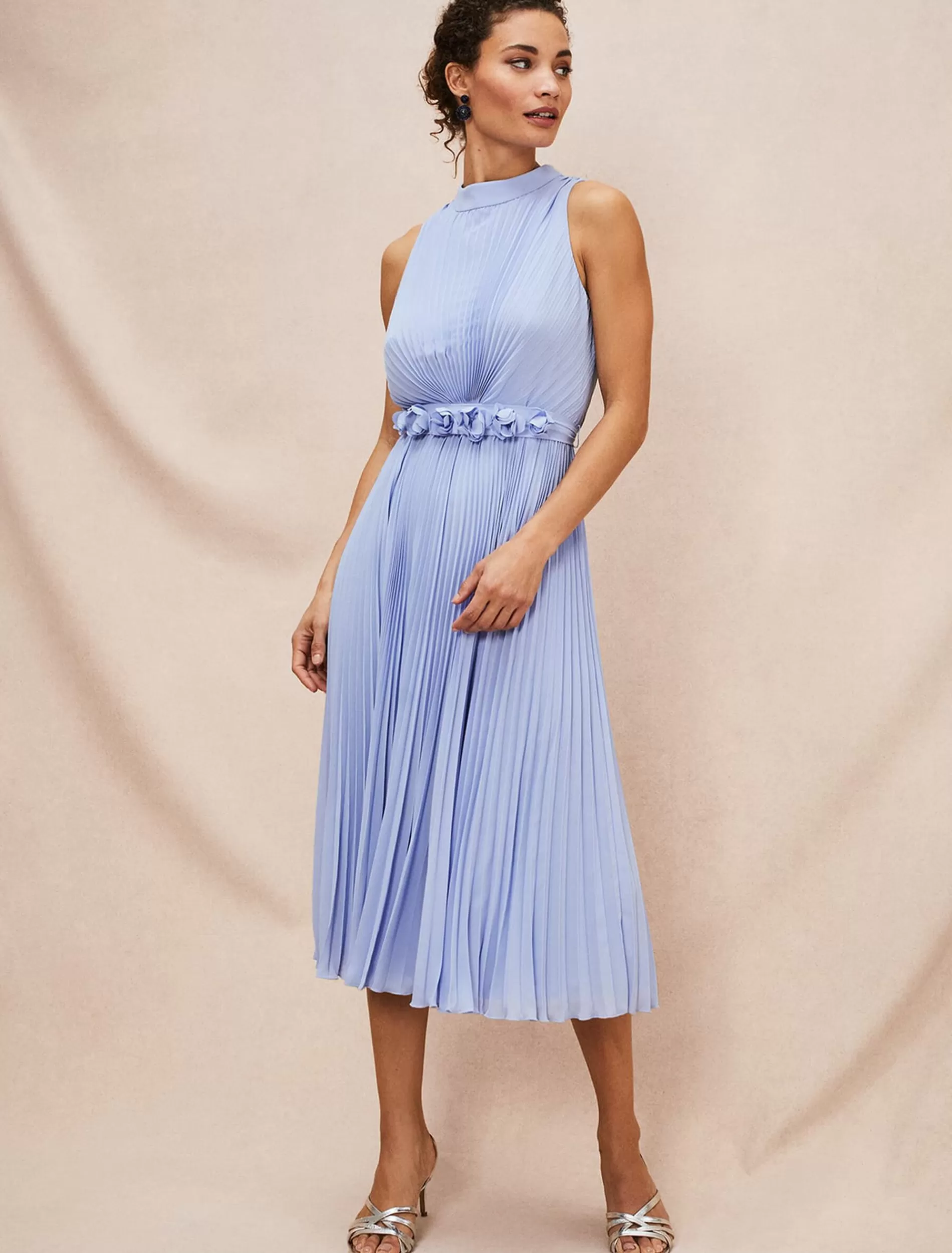 Phase Eight Simara Pleated Midi Dress Cornflower Cheap