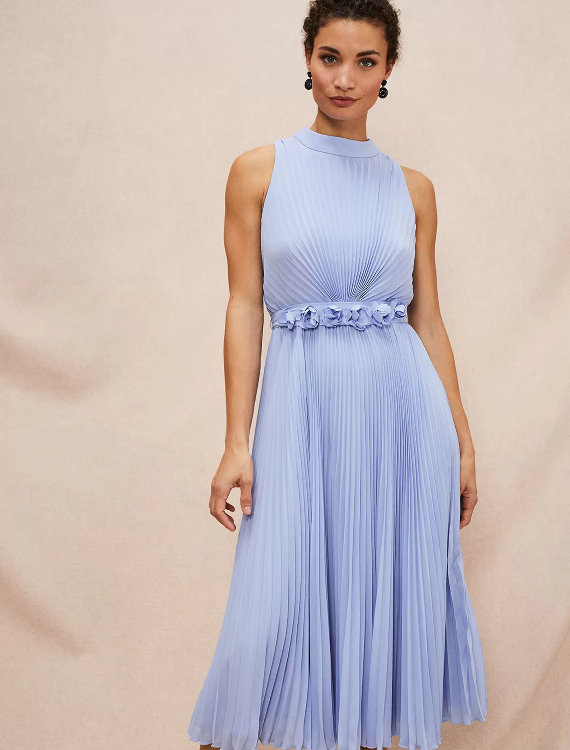 Phase Eight Simara Pleated Midi Dress Cornflower Cheap