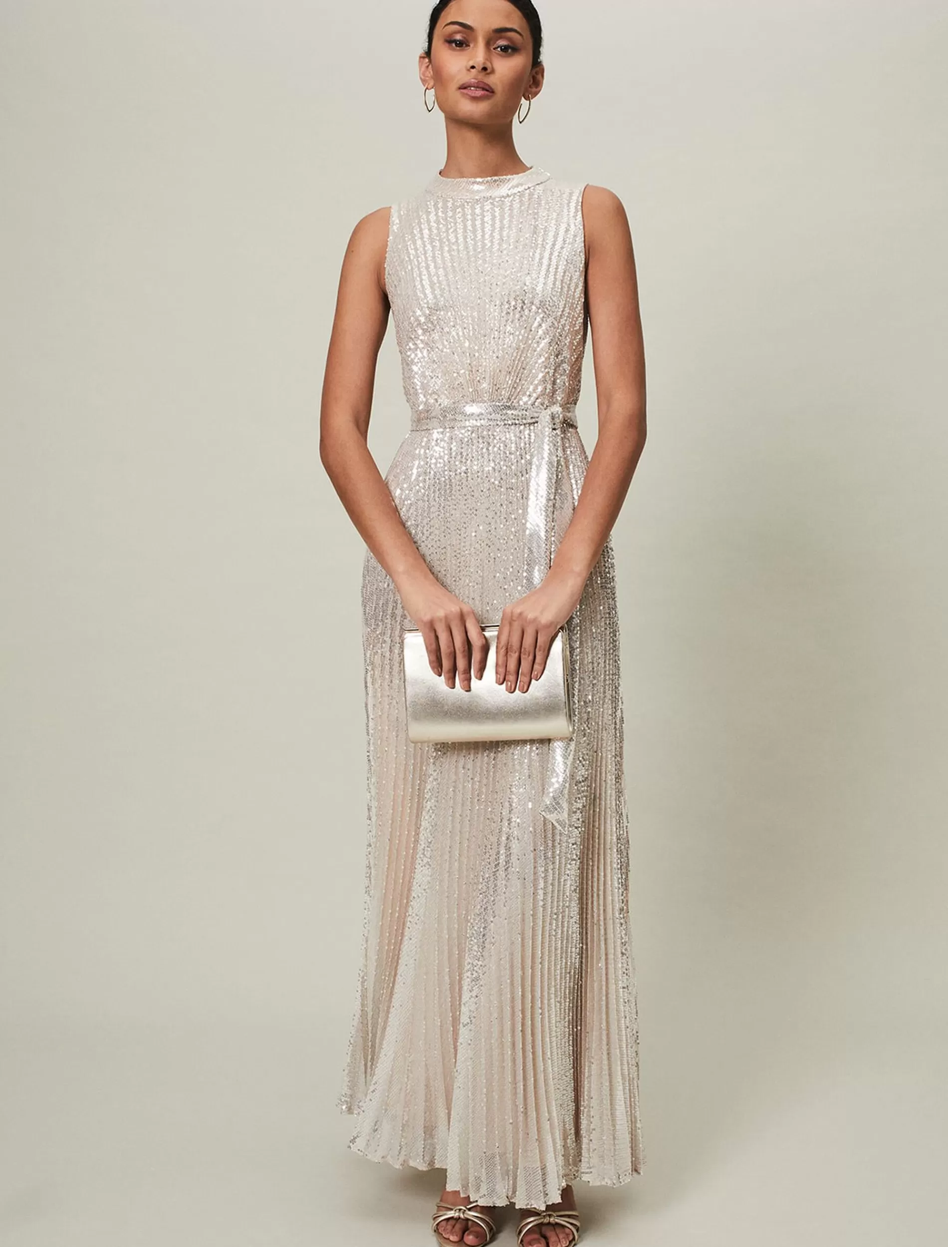 Phase Eight Simara Sequin Maxi Soft Gold Online