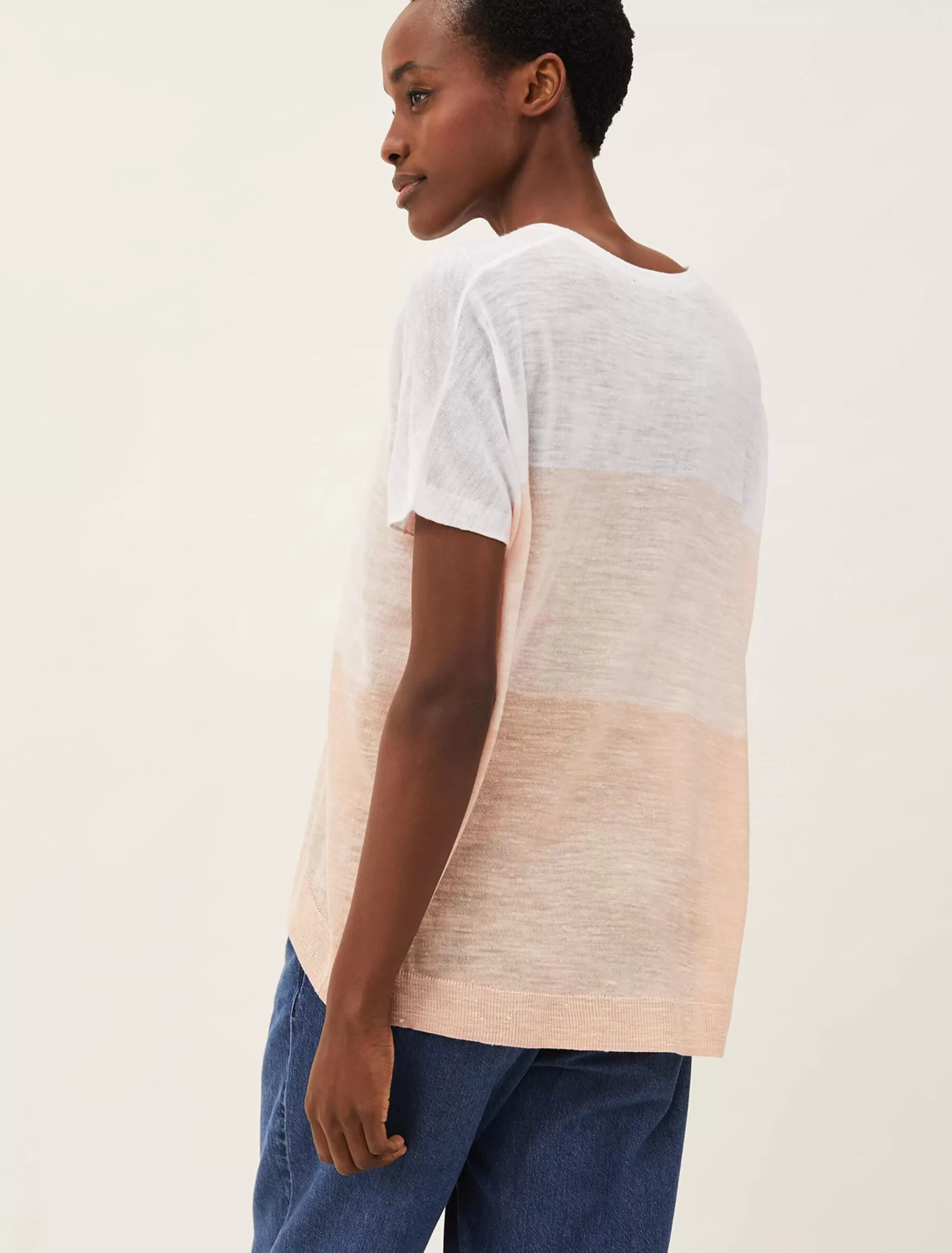 Phase Eight Simonea Colourblock Linen Top White/Multi Hot