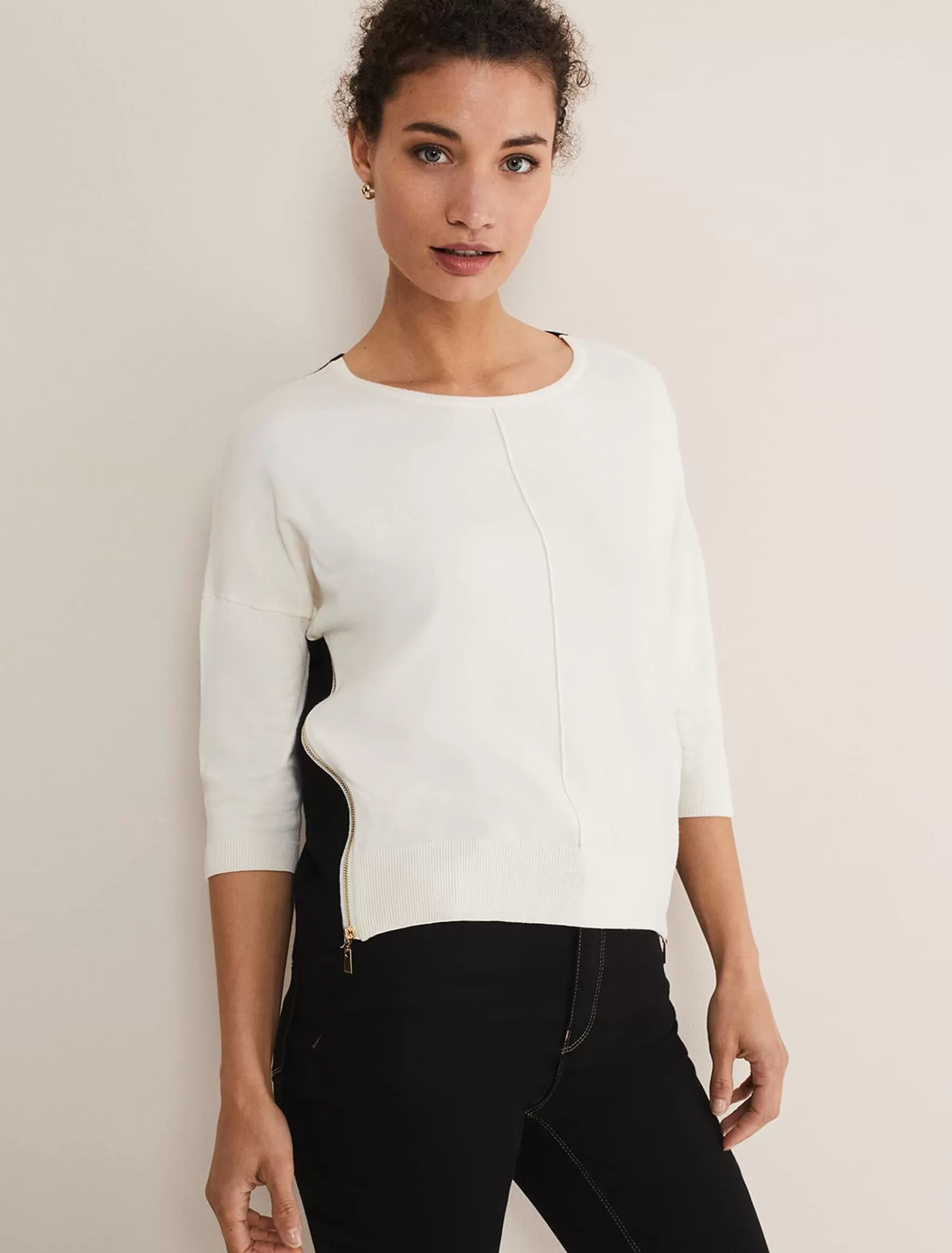 Phase Eight Skylar Colourblock Knit Black/Ivory Online