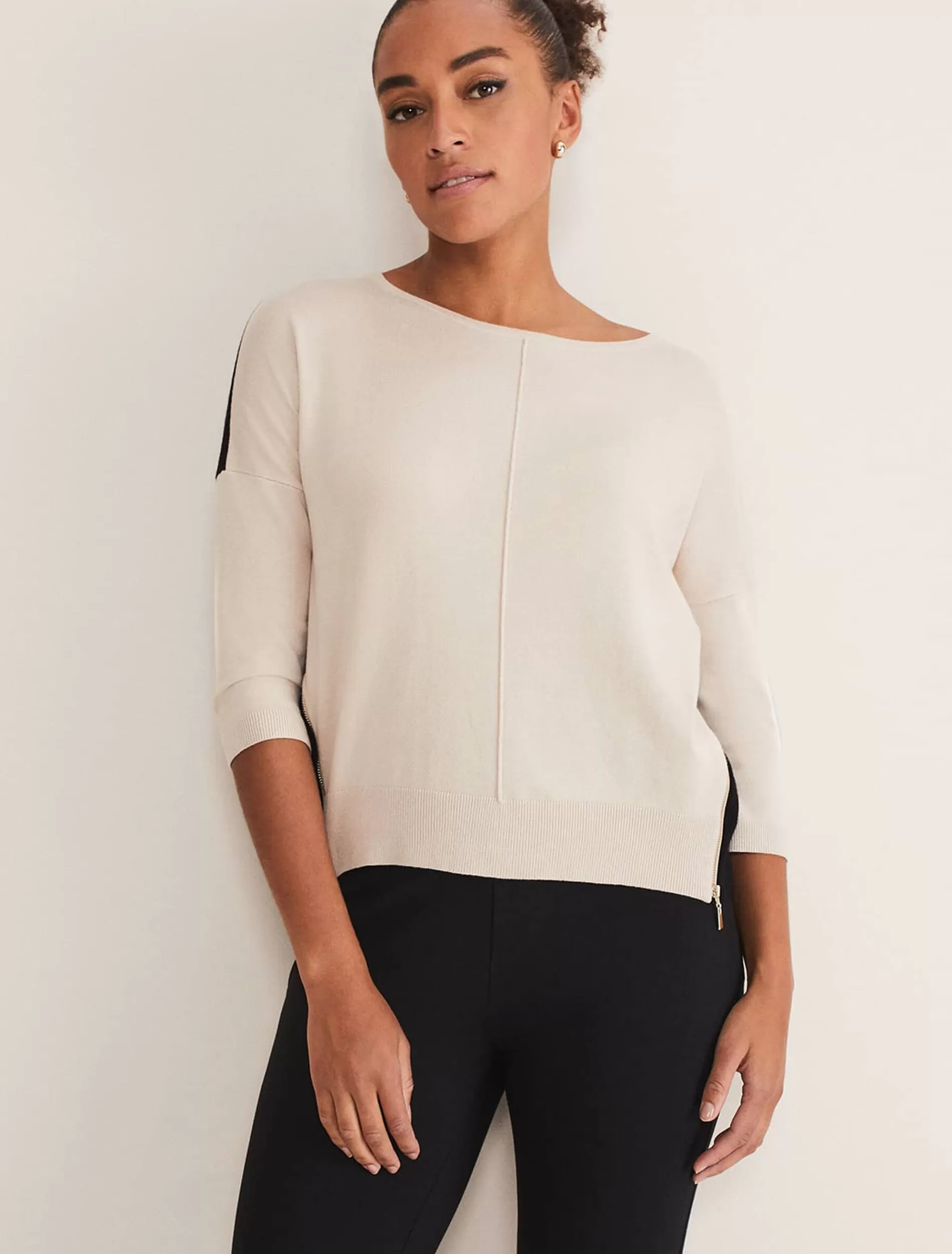Phase Eight Skylar Colourblock Knit Black/Stone Online