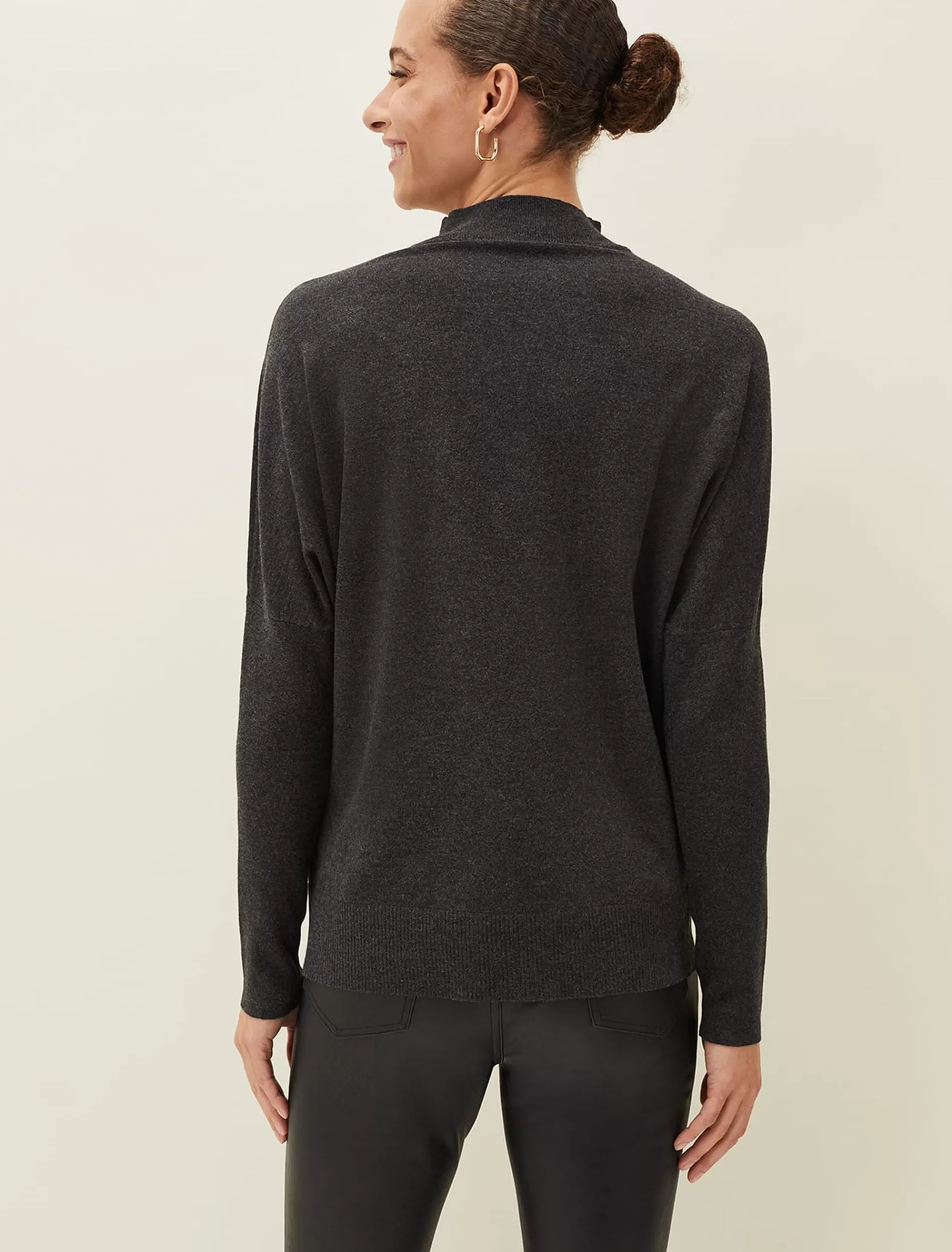 Phase Eight Skylar Roll Neck Zip Hem Jumper Charcoal Clearance