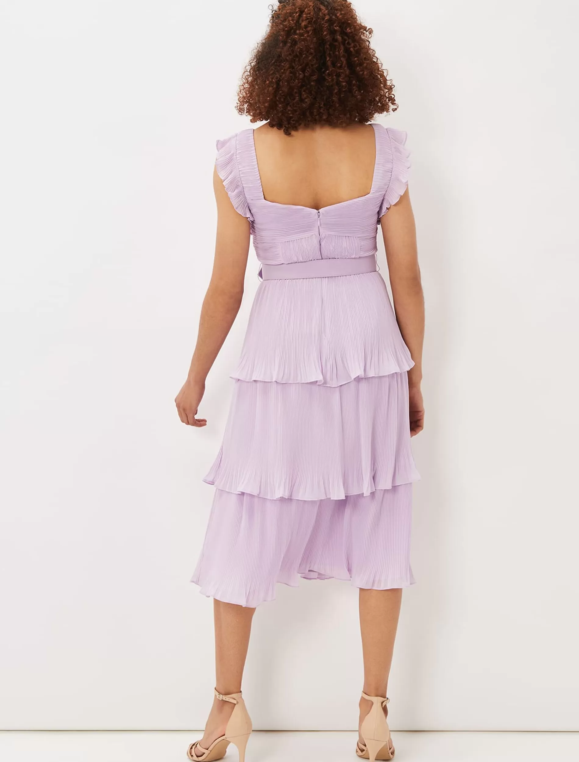 Phase Eight Skyler Pleated Tiered Midi Dress Lilac Shop