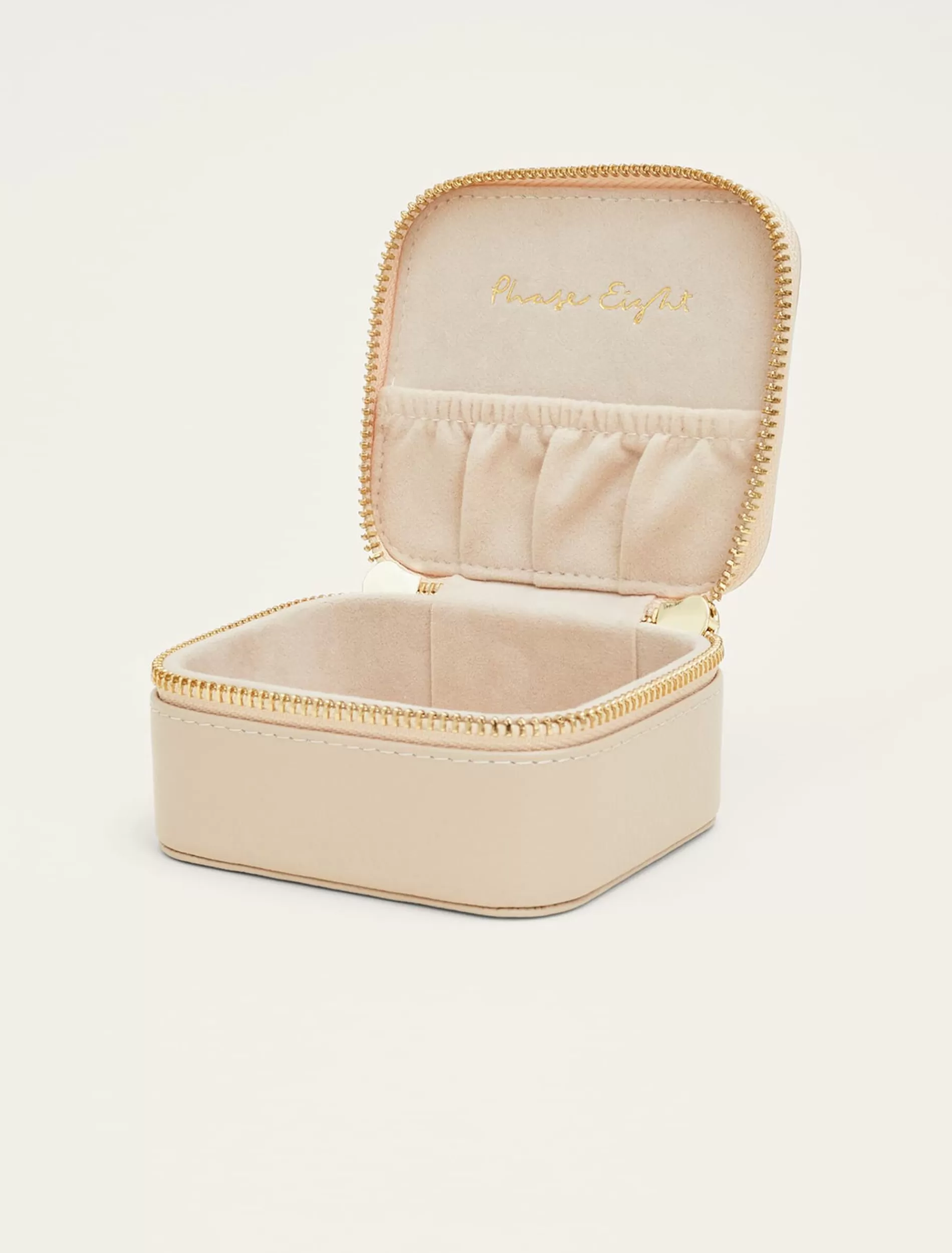 Phase Eight Small Leather Jewellery Box Cream Clearance