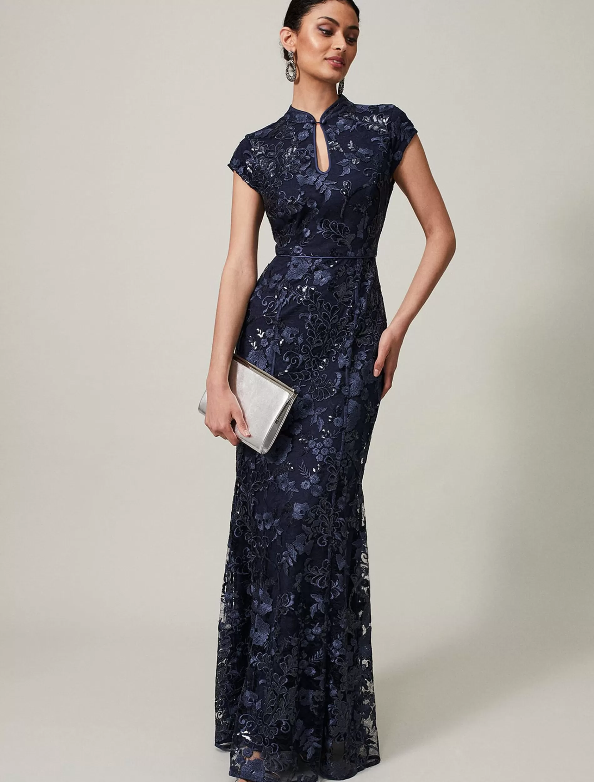 Phase Eight Sofia Embroidered Sequin Dress Black/Midnight Sale