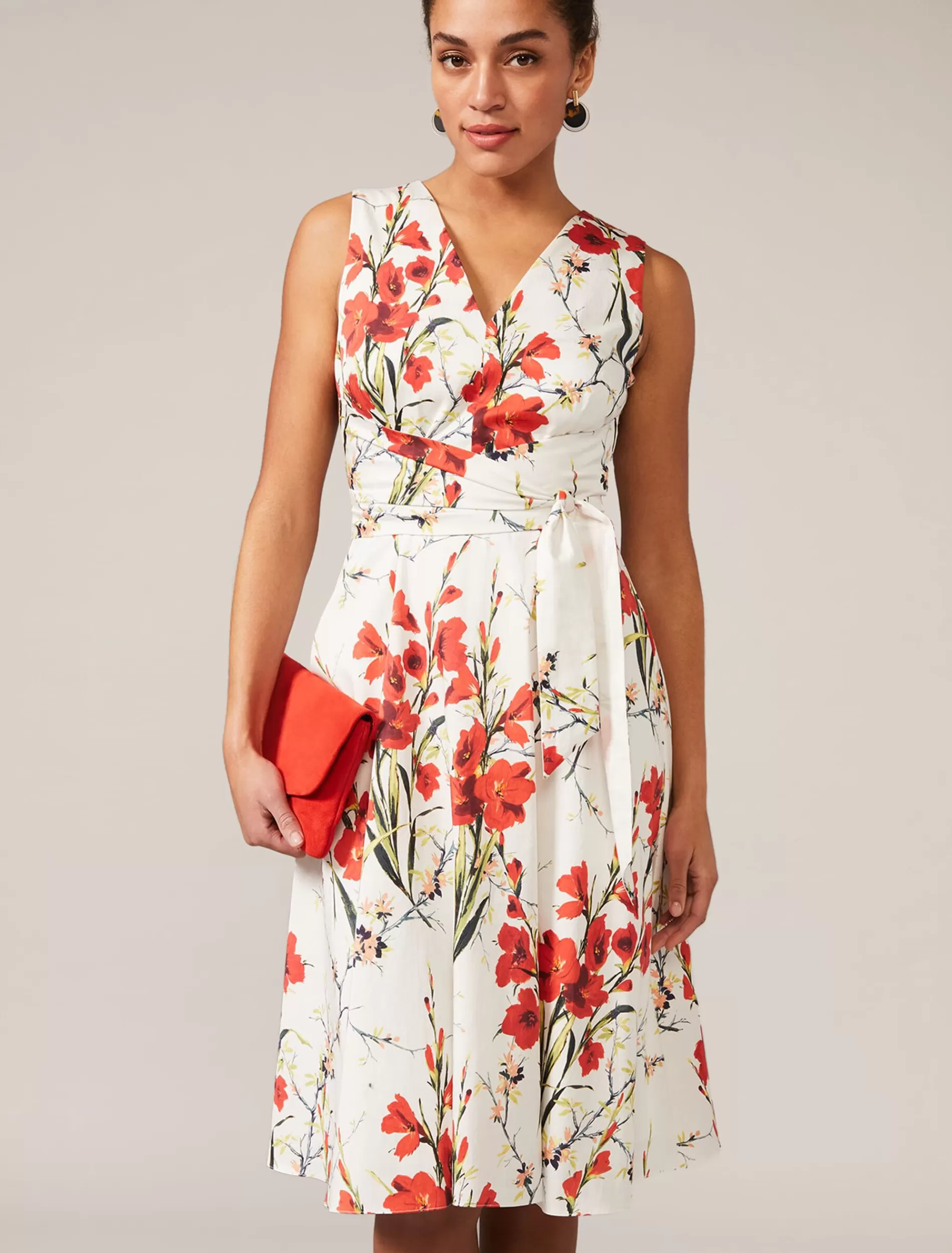 Phase Eight Sofia Floral Cotton Dress Ivory/Fire Shop