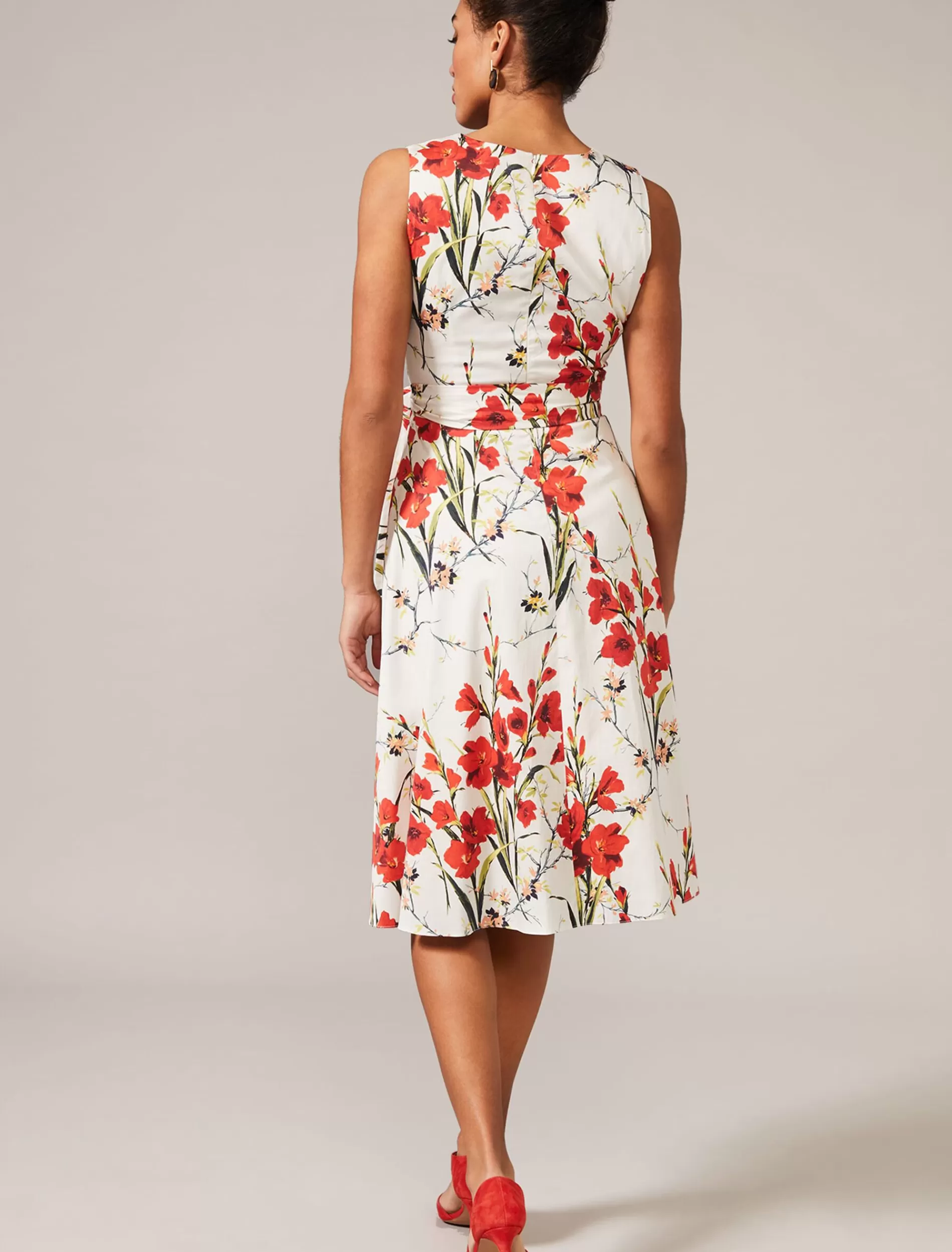 Phase Eight Sofia Floral Cotton Dress Ivory/Fire Shop
