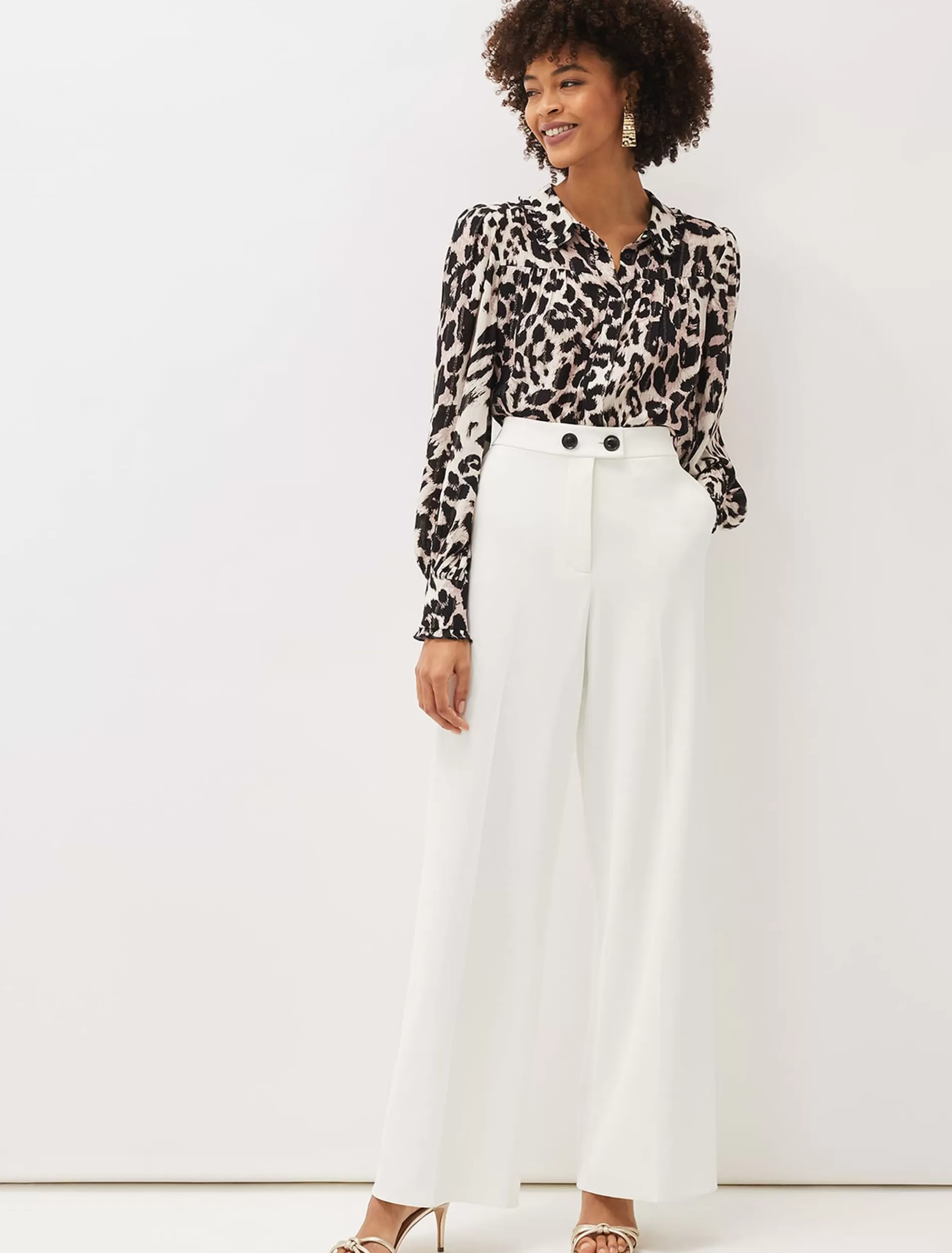 Phase Eight Solange Wide Leg Suit Trousers Ivory Clearance