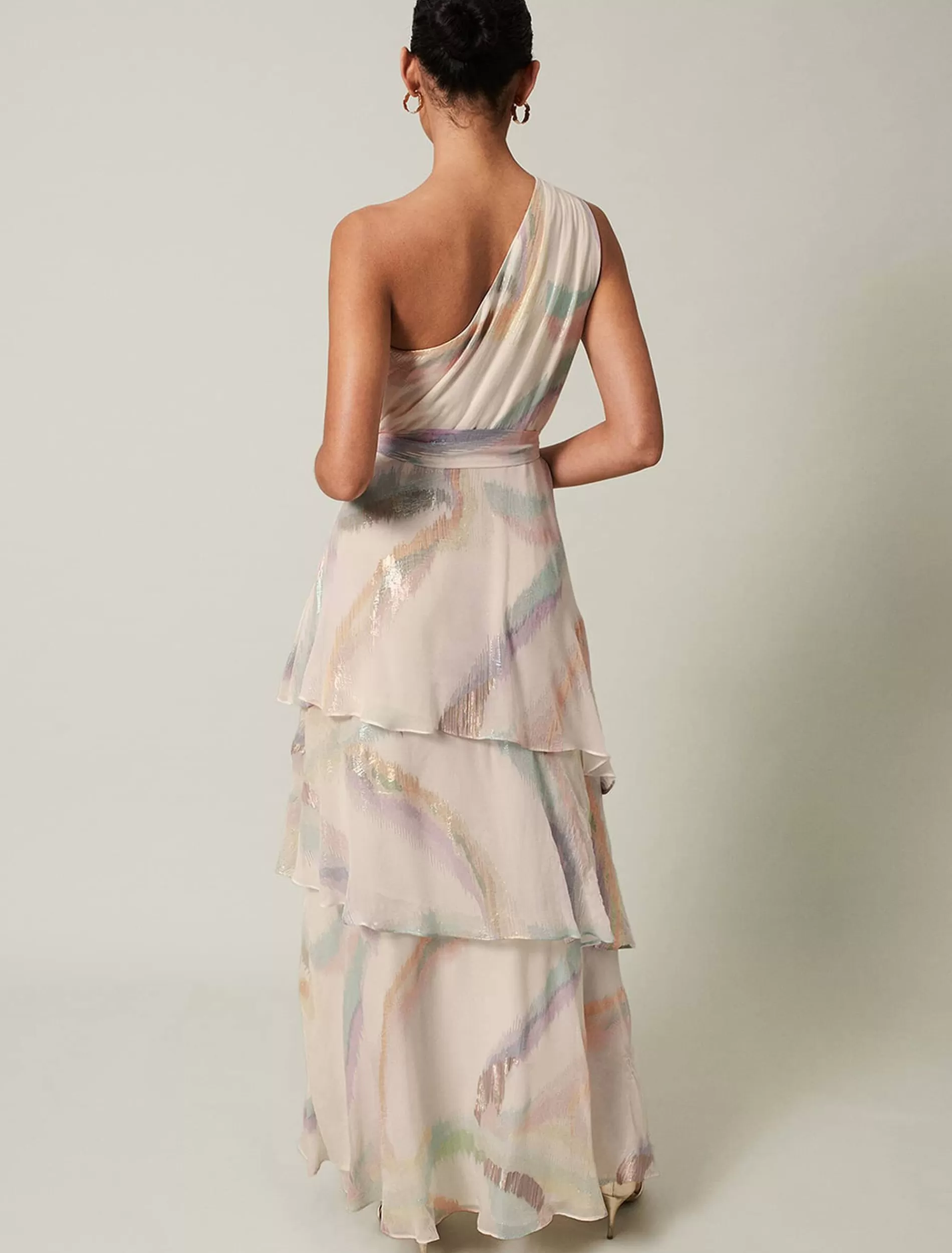 Phase Eight Sonia One Shoulder Silk Maxi Dress Ivory/Multi Hot