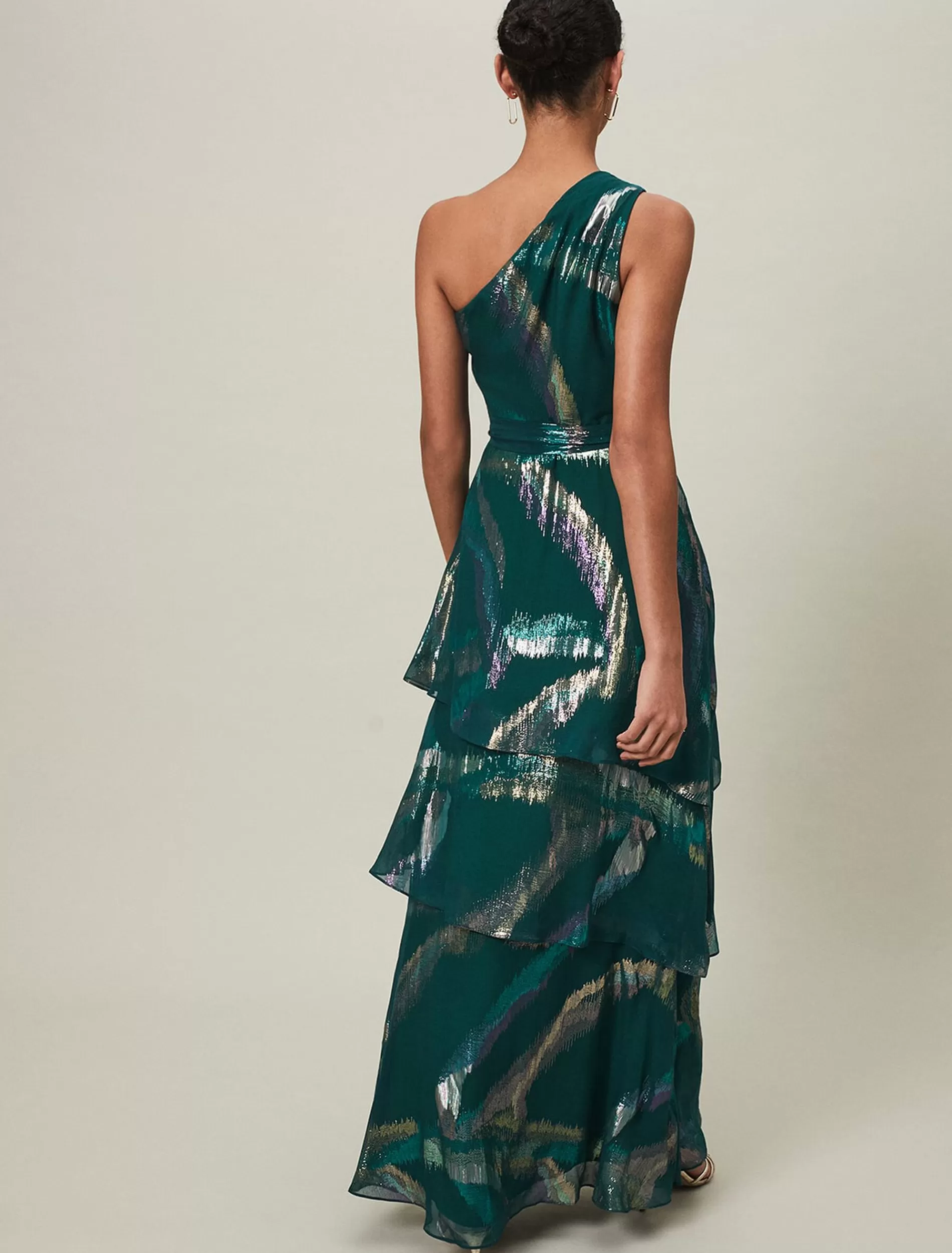 Phase Eight Sonia One Shoulder Silk Maxi Dress Dark Green Best