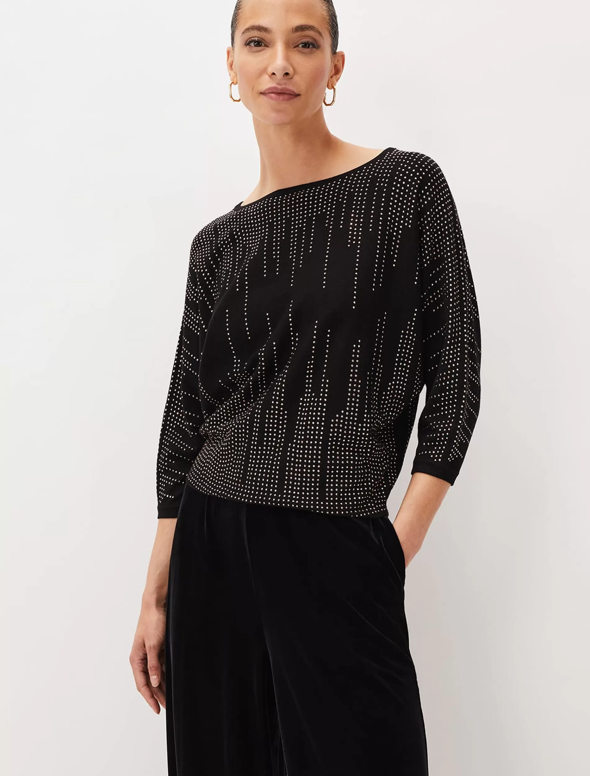 Phase Eight Sophian Embellished Fine Knit Jumper Rose Gold Best
