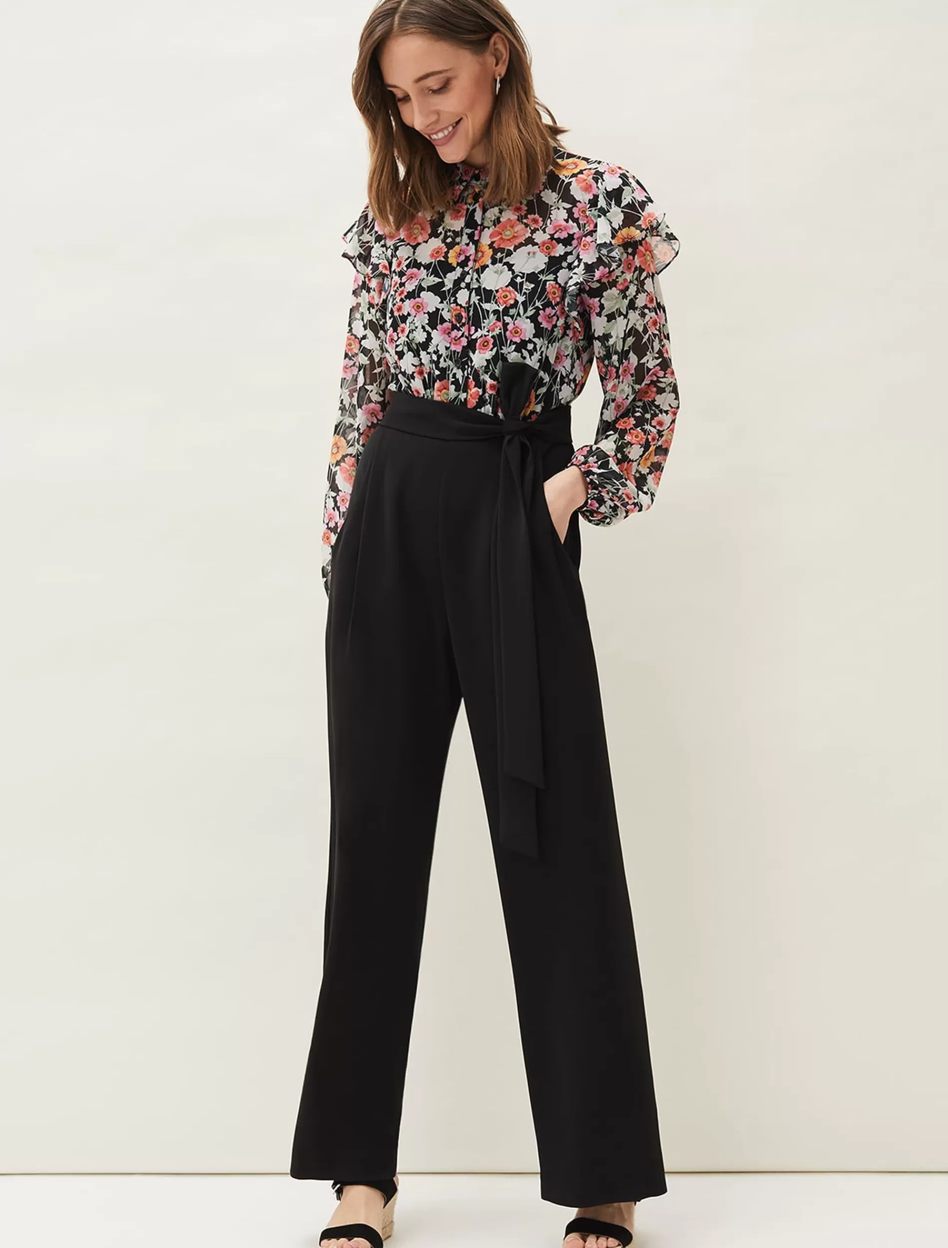 Phase Eight Sophie Floral Print Jumpsuit Black/Floral Discount