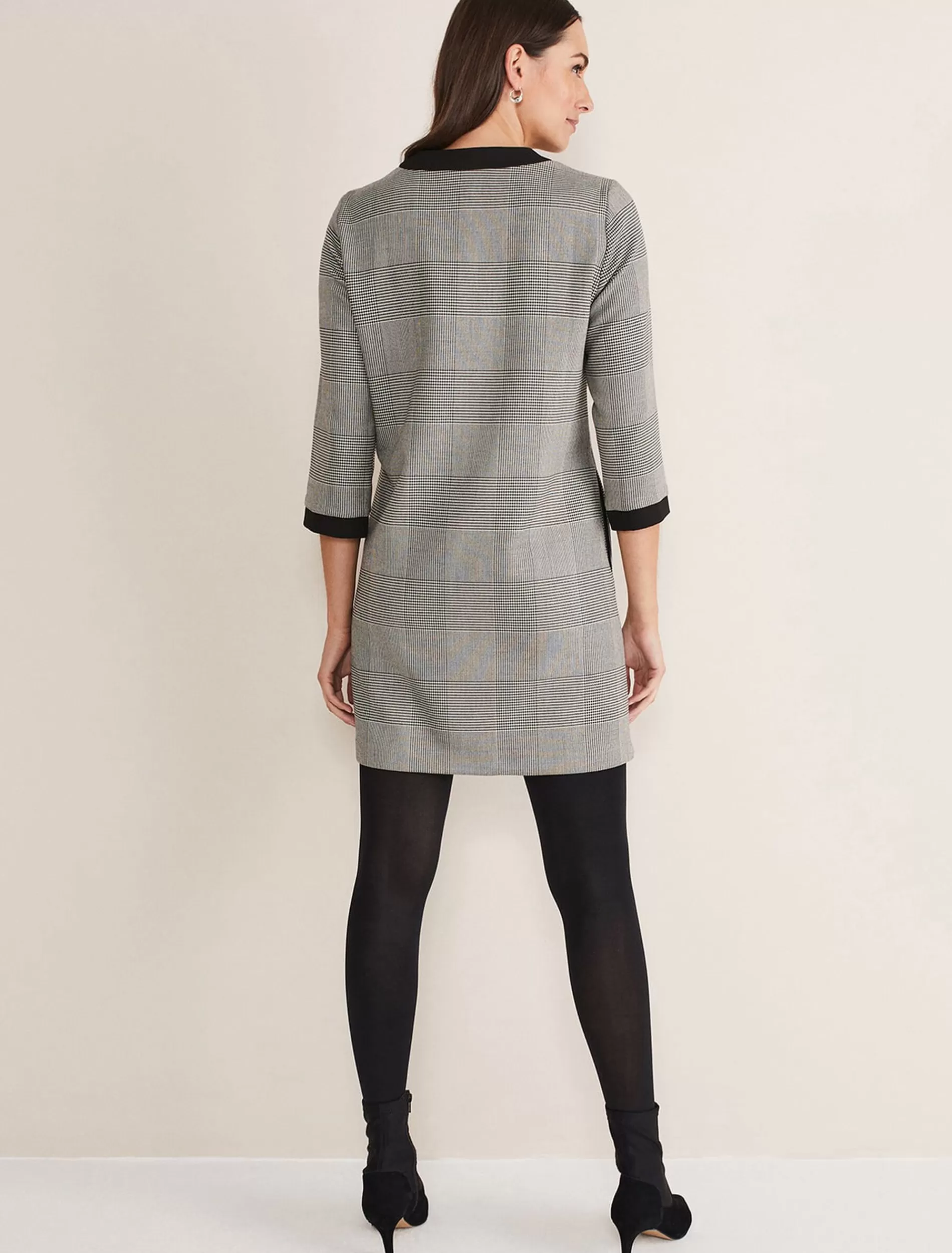 Phase Eight Soraya Check Midi Dress Black/White Best Sale