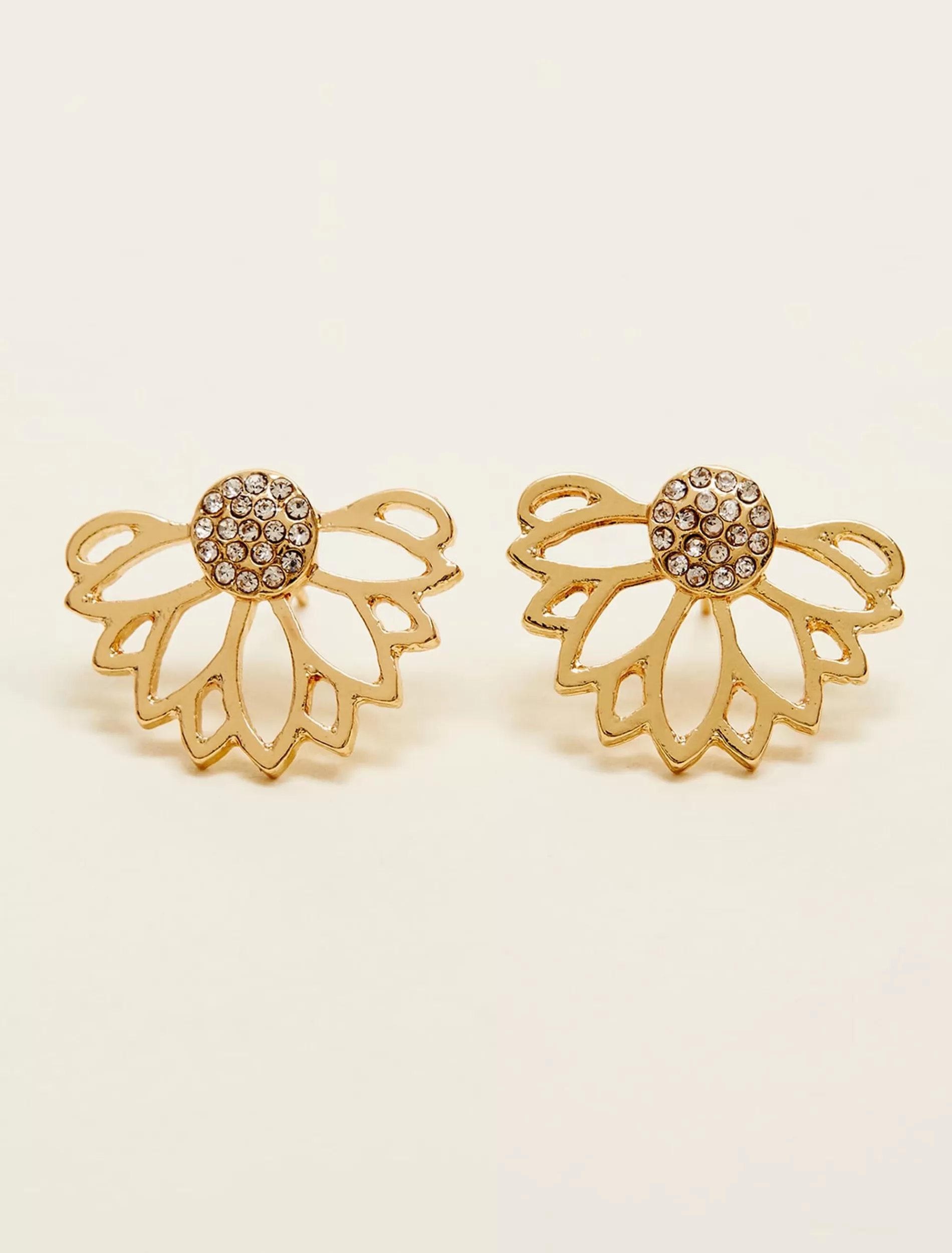 Phase Eight Sparkle Fan Stud Earrings Gold Flash Sale