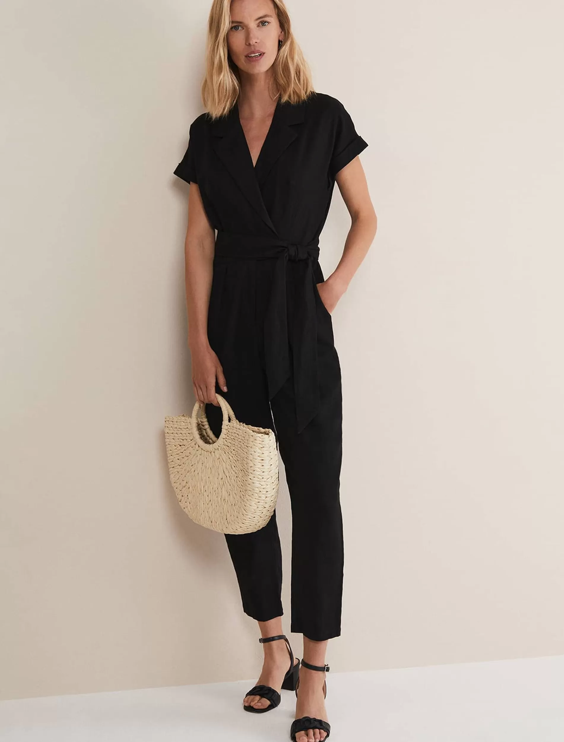 Phase Eight Spencer Linen Wide Leg Jumpsuit Black Fashion