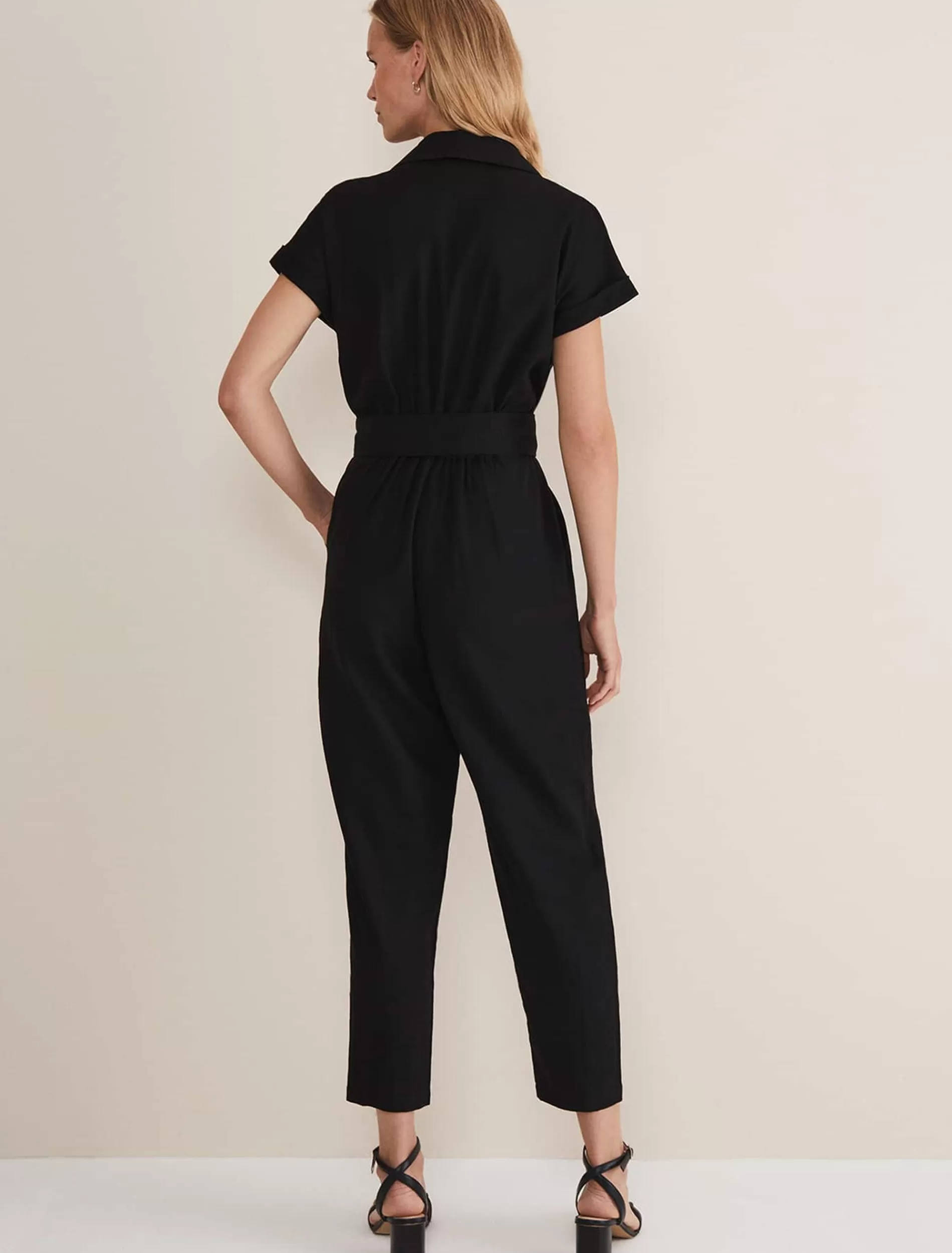Phase Eight Spencer Linen Wide Leg Jumpsuit Black Fashion