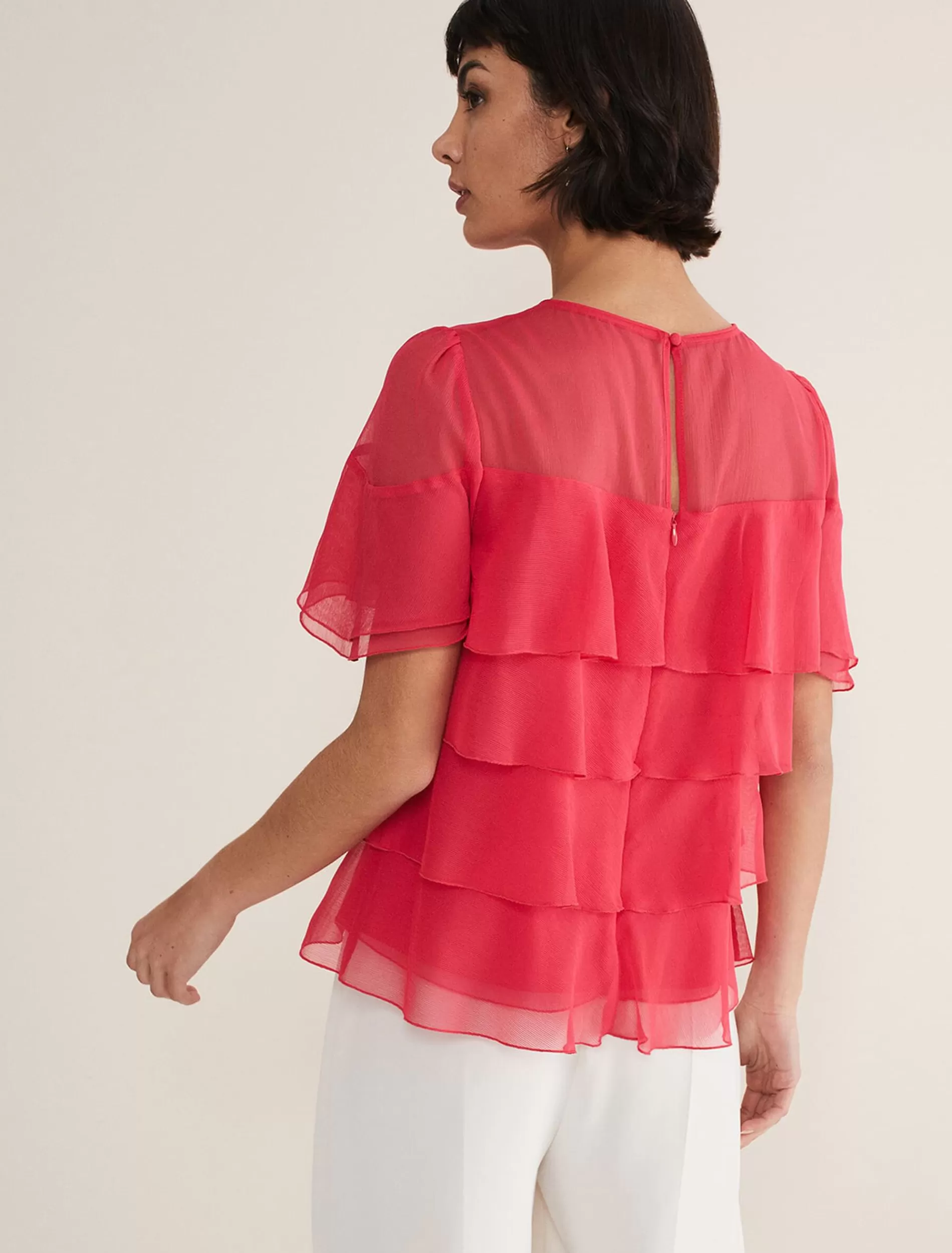 Phase Eight Stacey Ruffle Blouse Fuschia Store