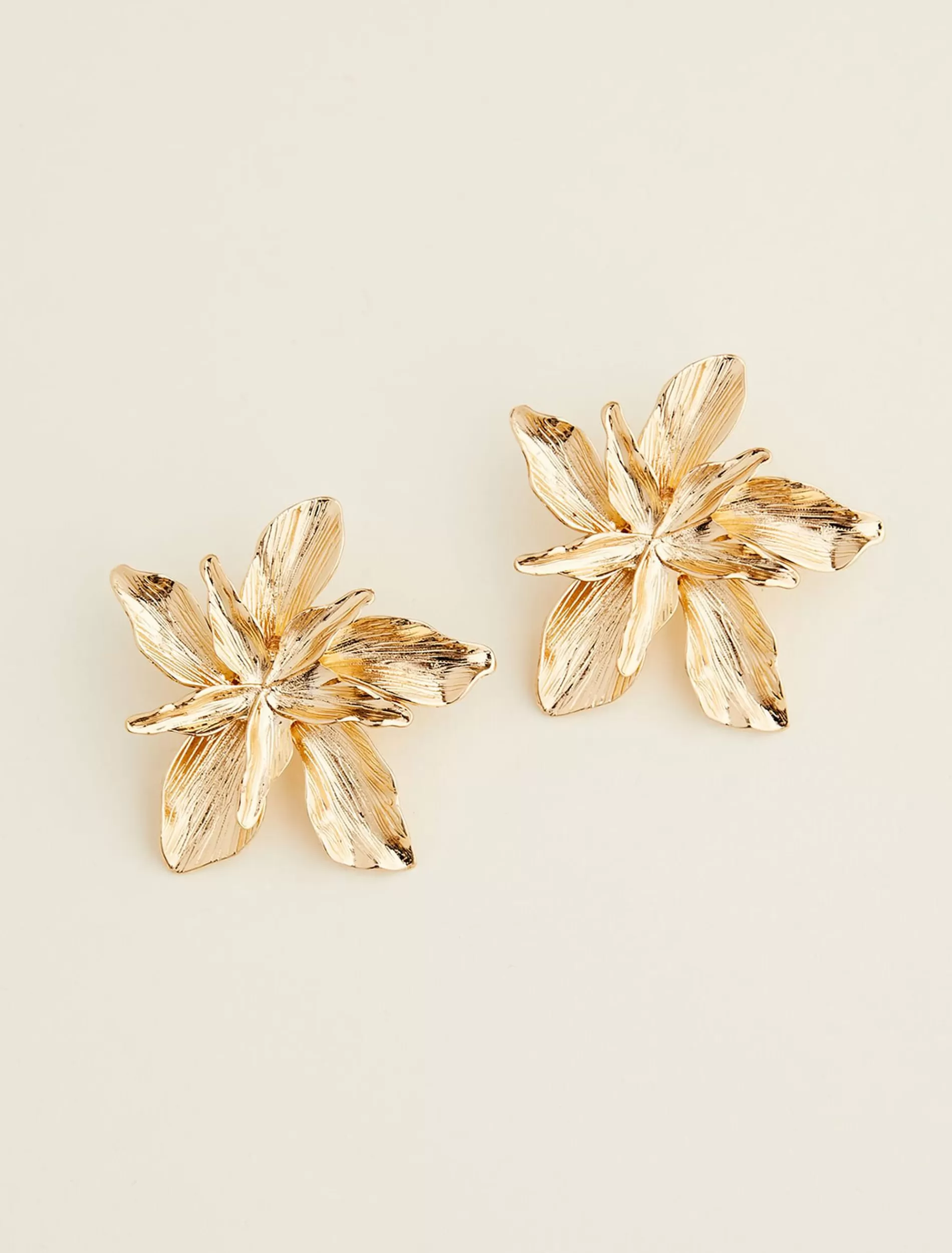Phase Eight Statement Flower Stud Earring Gold New