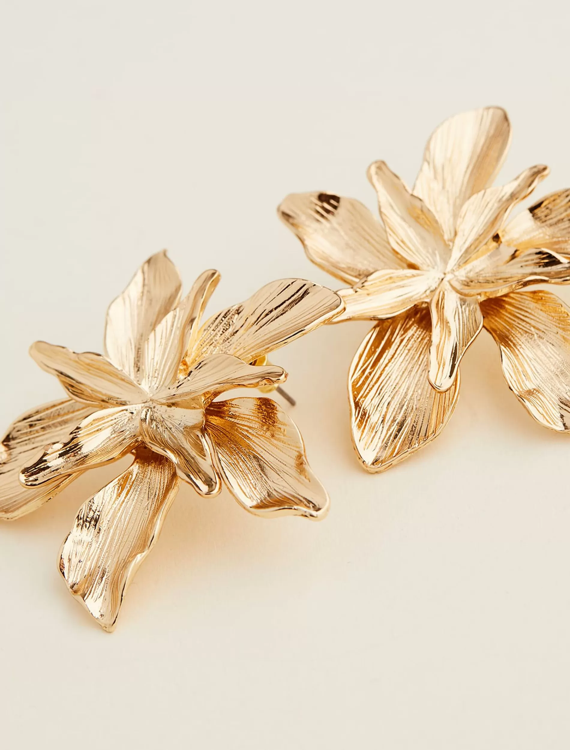 Phase Eight Statement Flower Stud Earring Gold New