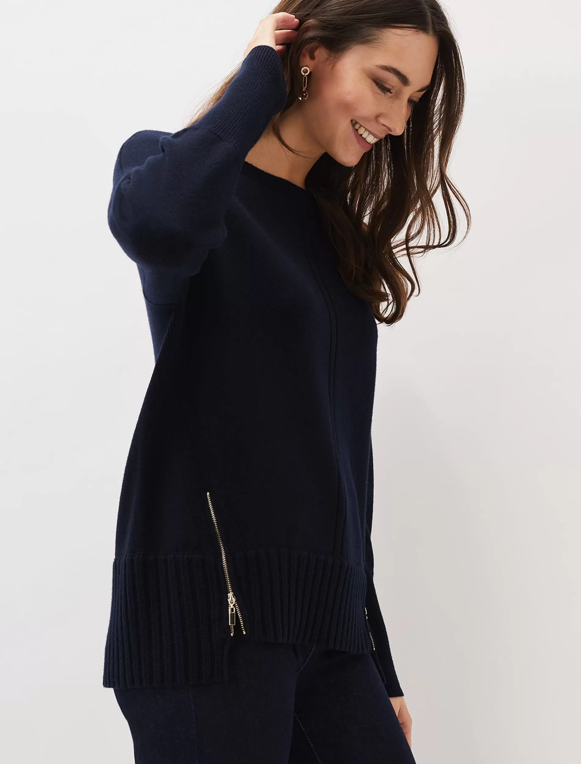 Phase Eight Steph Zip Detail Wool Blend Jumper Navy Store